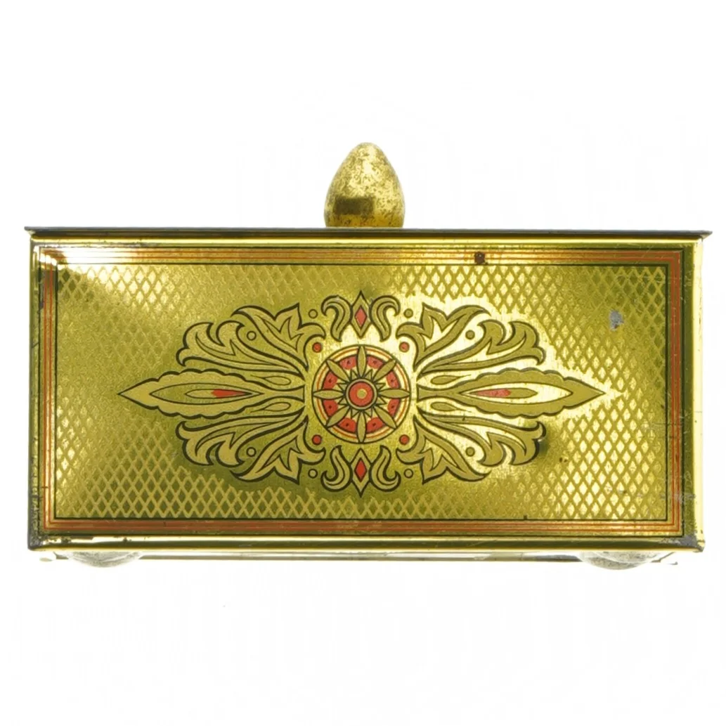 Vintage smykkeskrin i metal (str. 12x7x6 cm)