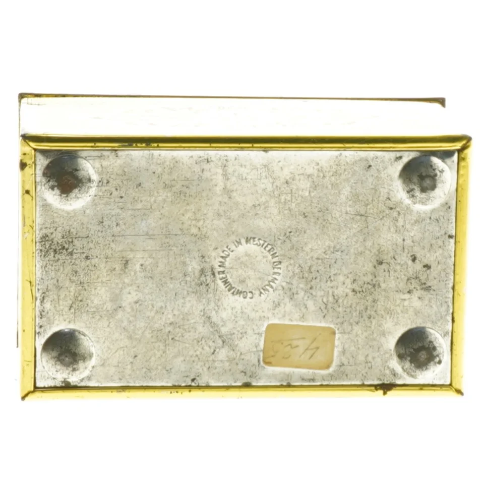 Vintage smykkeskrin i metal (str. 12x7x6 cm)