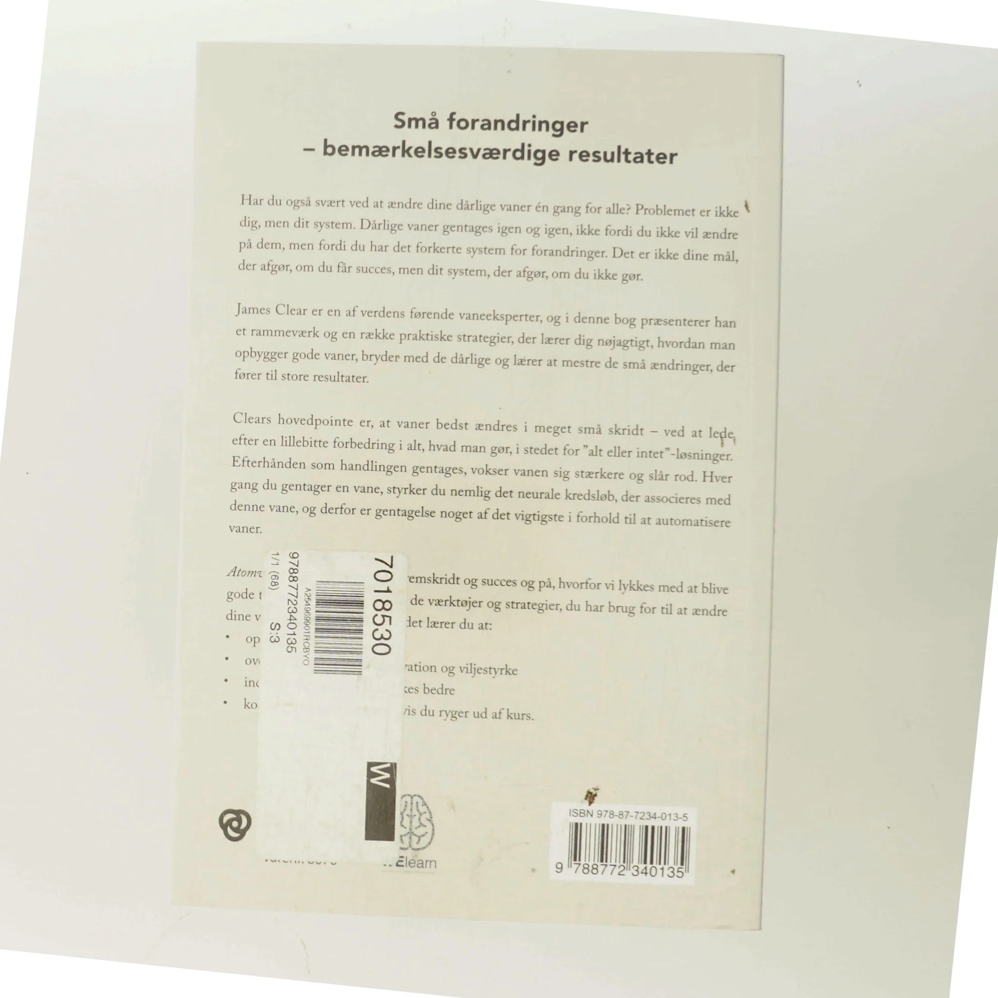 Atomvaner : nøglen til at skabe gode vaner og bryde de dårlige af James Clear (Bog)