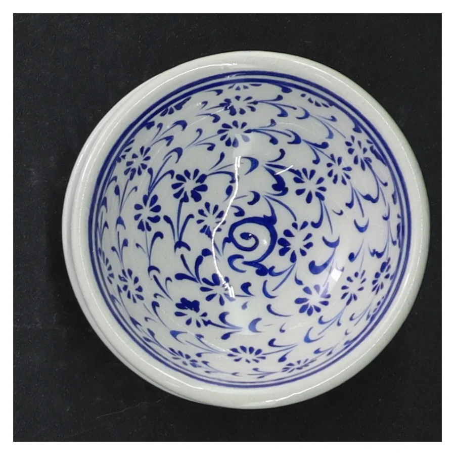 Blå og hvid porcelænsskål (str. 8 cm)