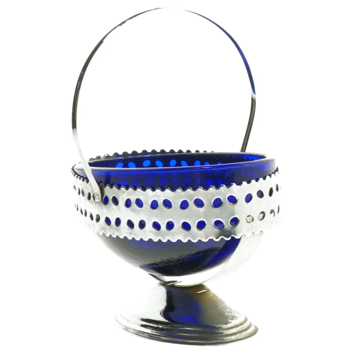 Blå glas skål (str. 13 x 10 cm)