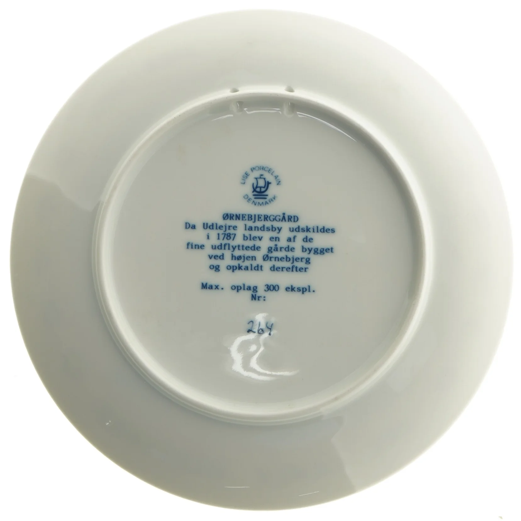 Ørnebjerggård jubilæumstallerken fra Lise Porcelain (str. Ø 19,5 cm)