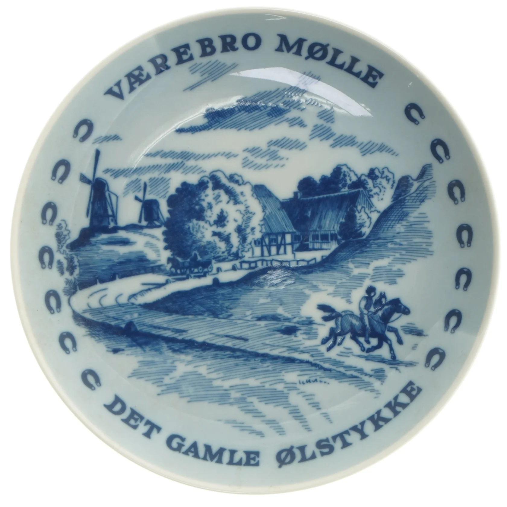 Porcelænsplatter med Værebro Mølle motiv fra Lise Porcelain (str. 19,5 cm)