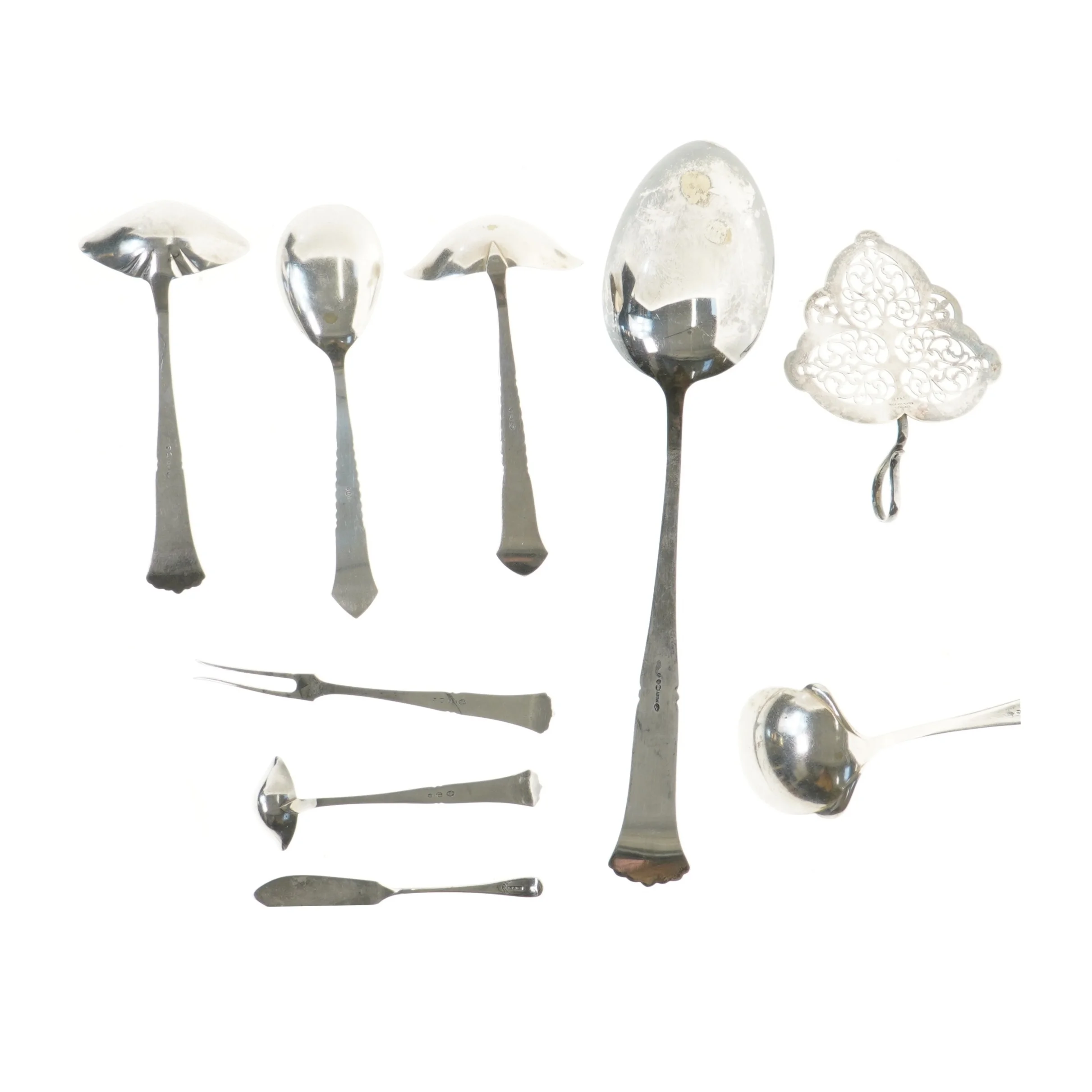 Sølv serveringssæt (str. 35 & 14 cm)