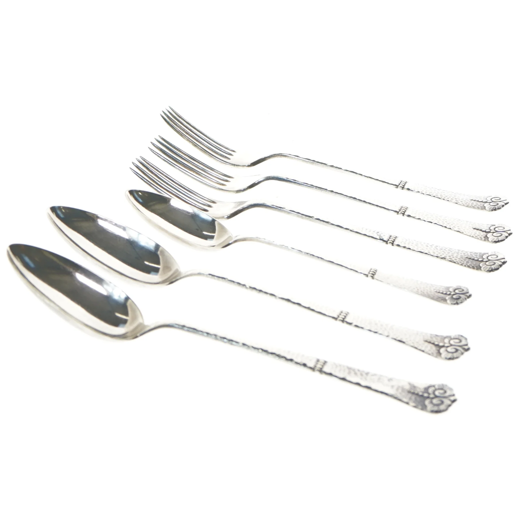 Sæt med gaffel og ske i sølv (str. 21,5 cm)