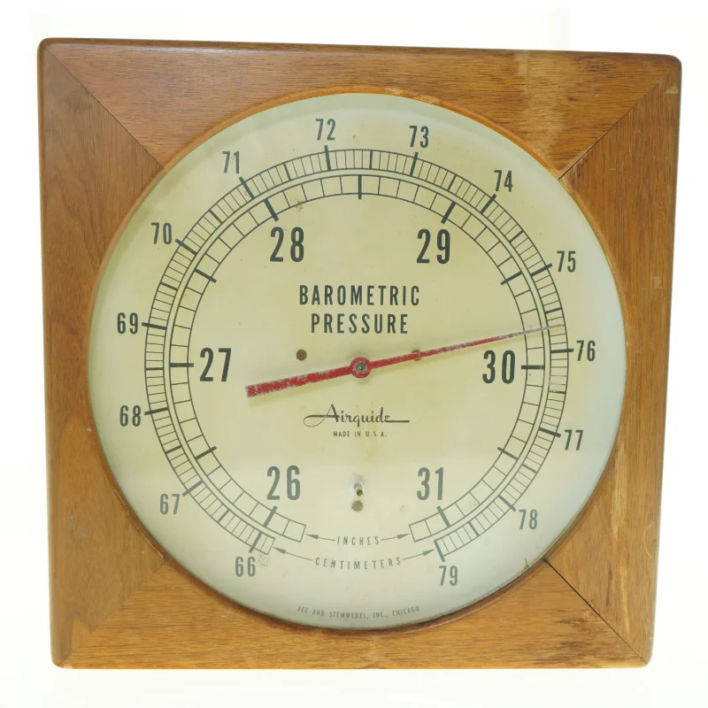Vintage Airguide Barometer fra Fee And Stemwedel Inc. Chicago (str. 35 x 35 x 12 cm)