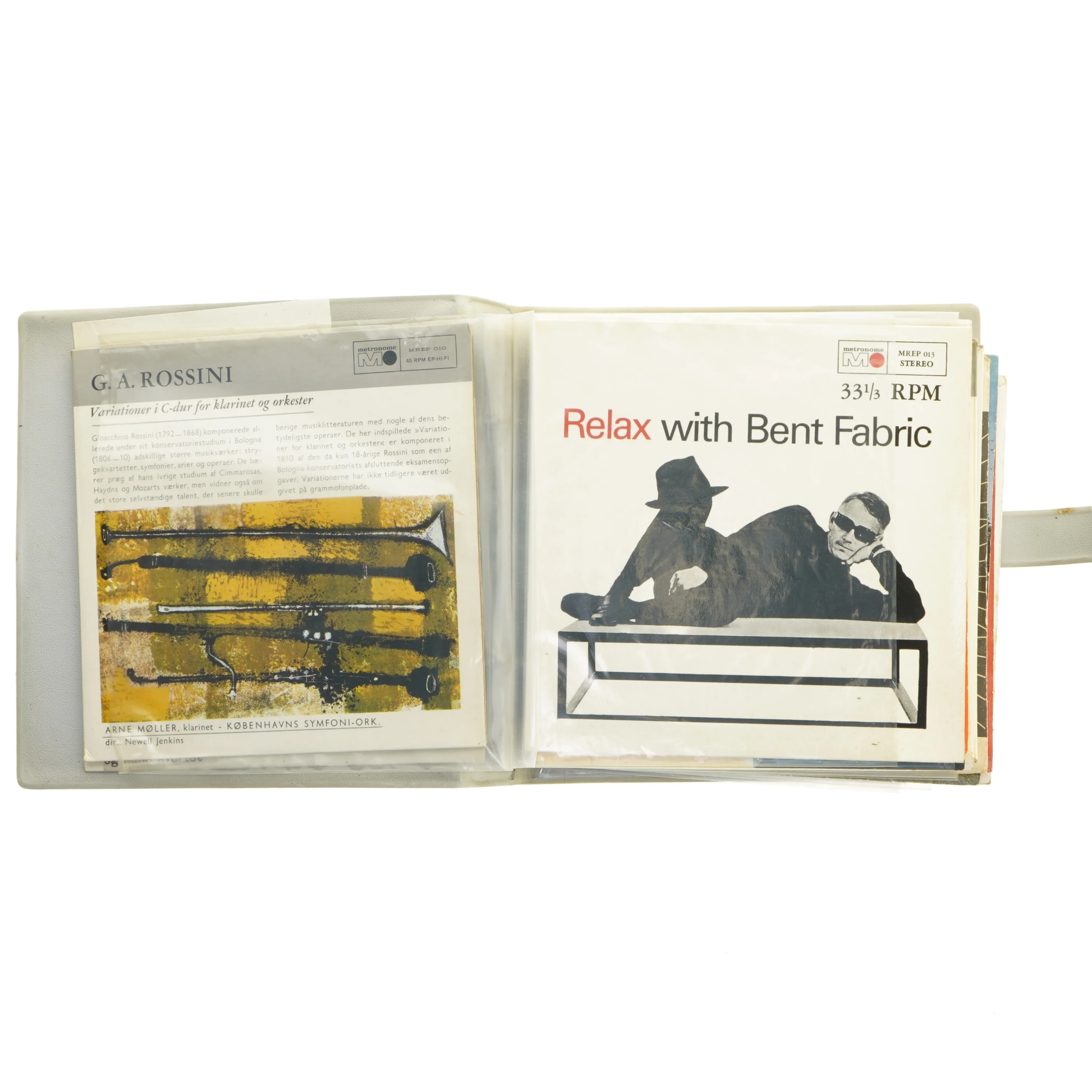 Vintage vinyl opbevaringsmappe til LP singler fra Neptusan (str. 20x20x6 cm)