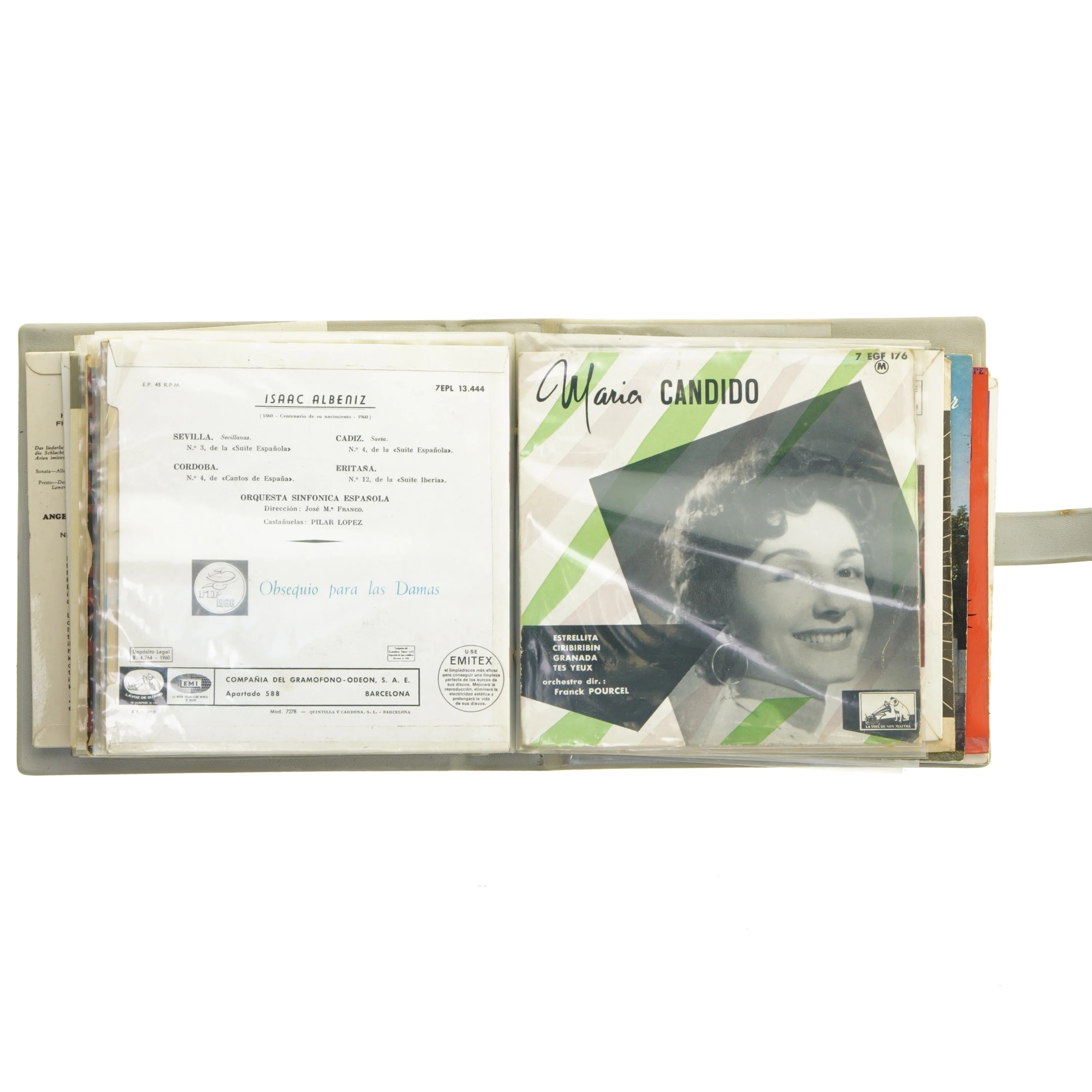 Vintage vinyl opbevaringsmappe til LP singler fra Neptusan (str. 20x20x6 cm)