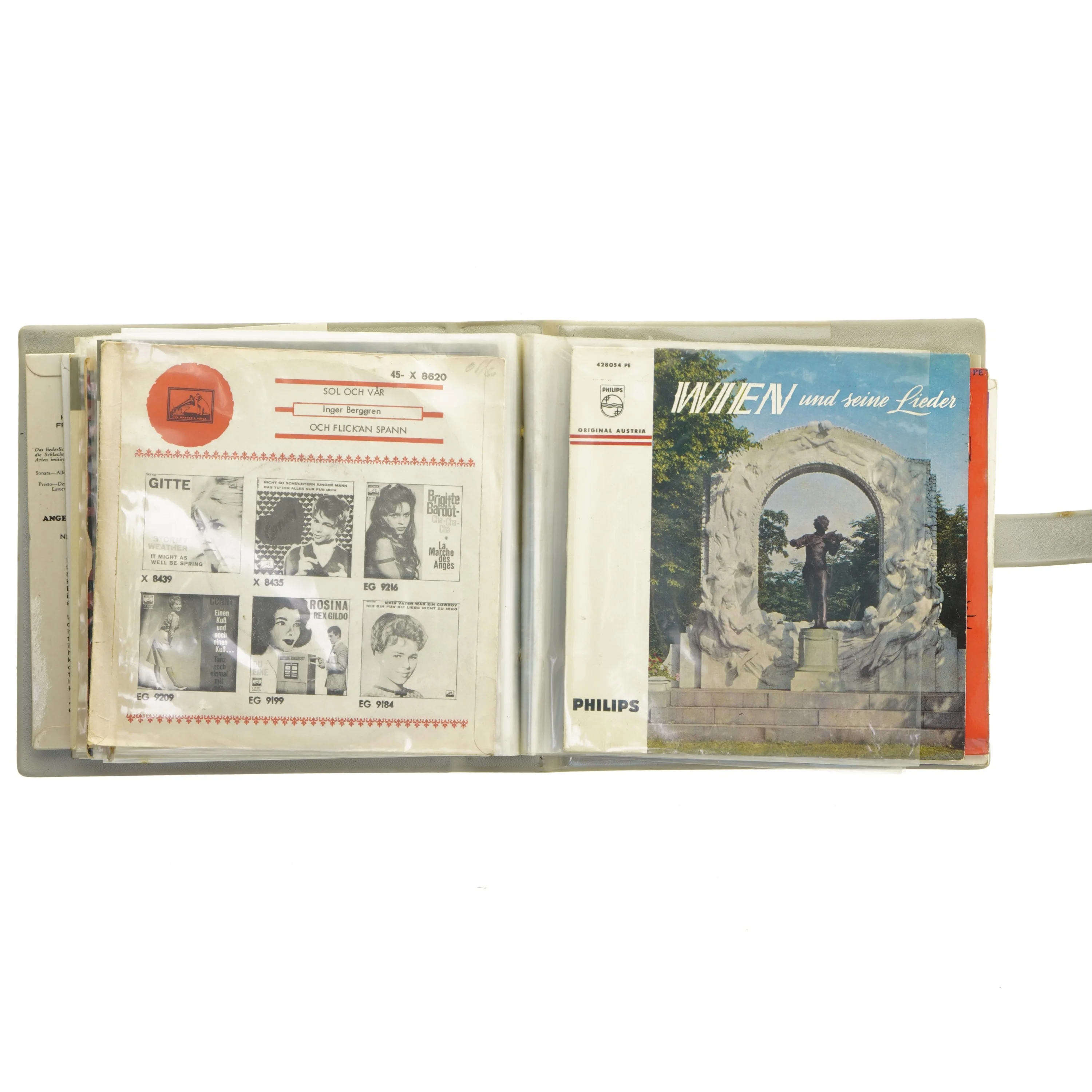 Vintage vinyl opbevaringsmappe til LP singler fra Neptusan (str. 20x20x6 cm)