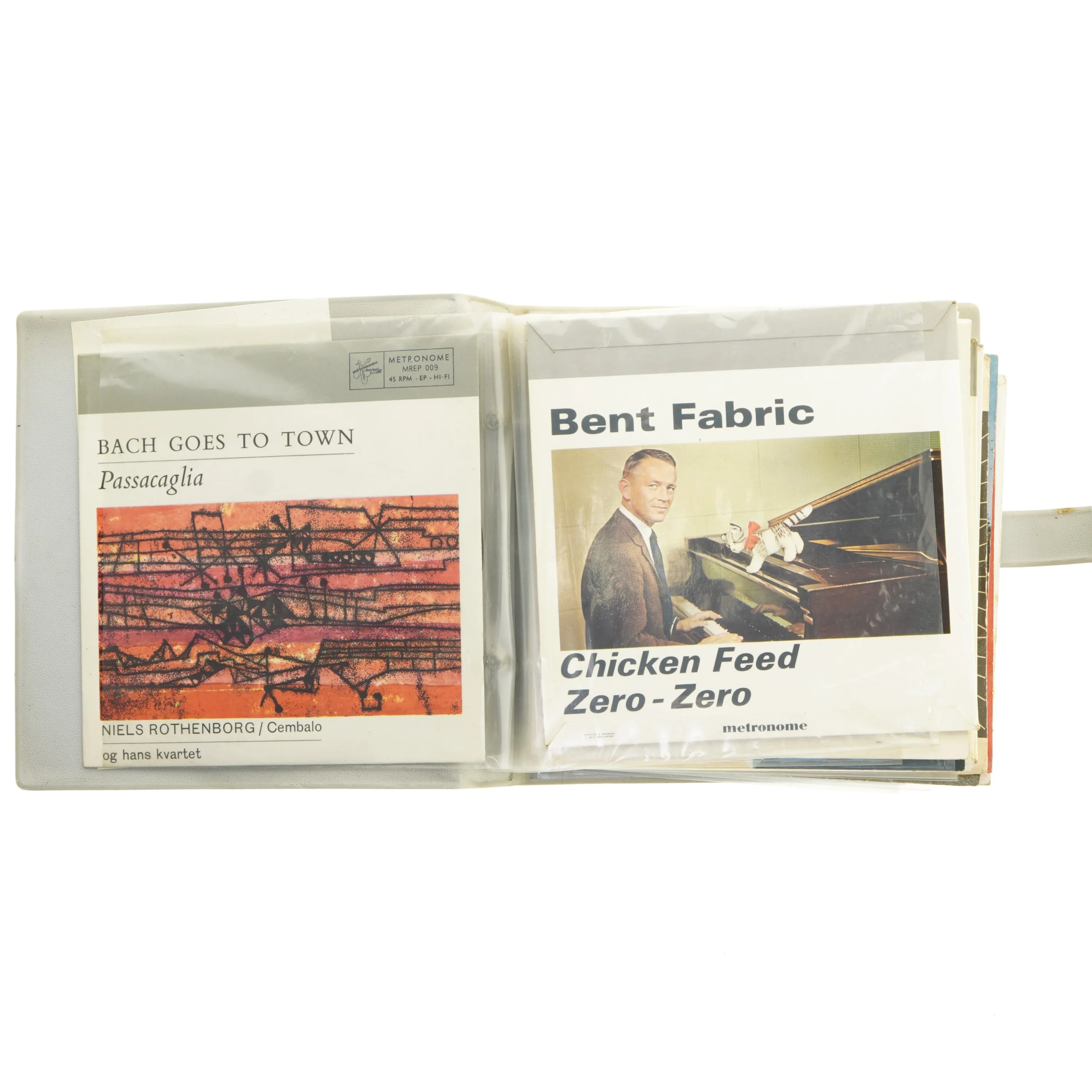 Vintage vinyl opbevaringsmappe til LP singler fra Neptusan (str. 20x20x6 cm)