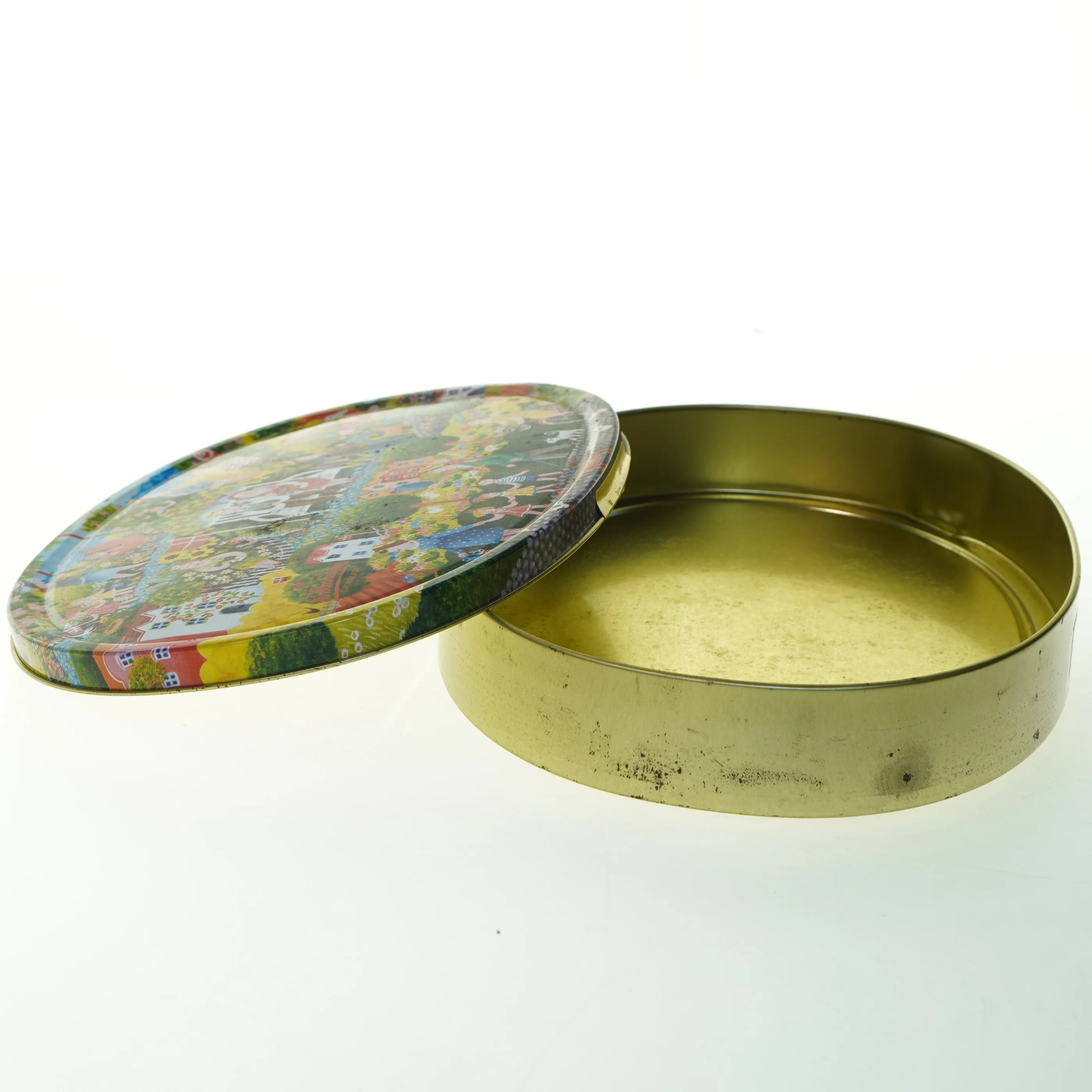 Vintage metal kagedåse (str. 32x22x4,5 cm)