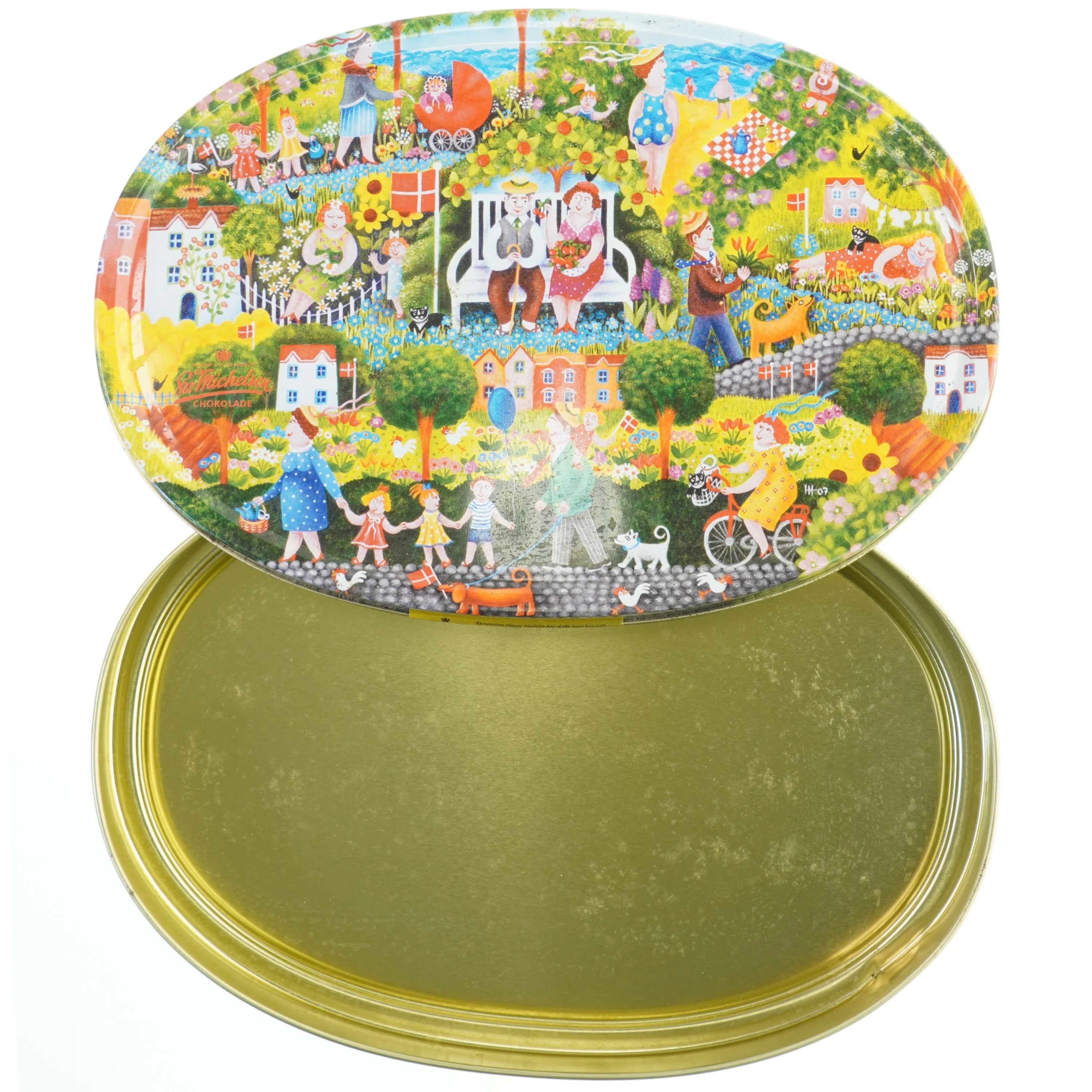 Vintage metal kagedåse (str. 32x22x4,5 cm)