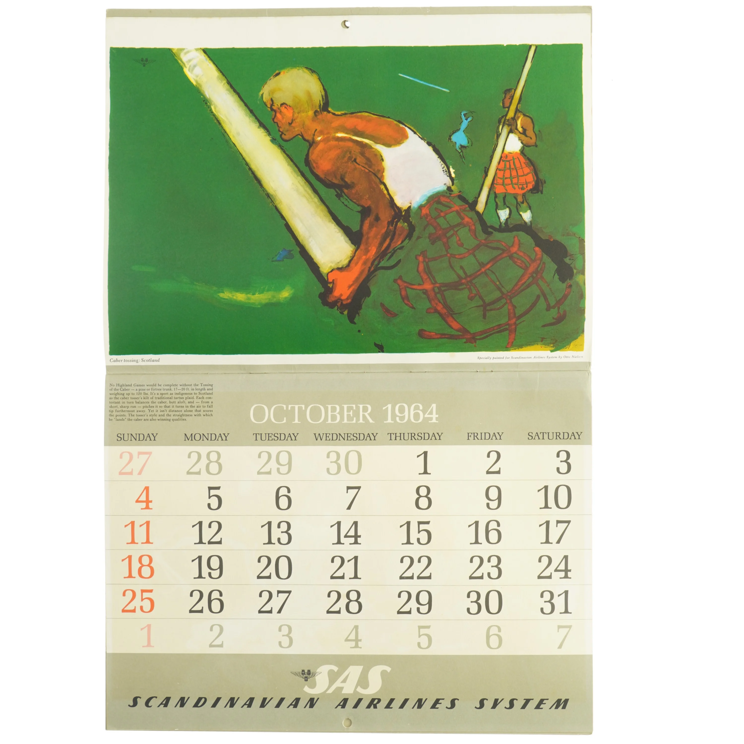 Vintage SAS sportskalender fra Sas (str. 42 x 32 cm)