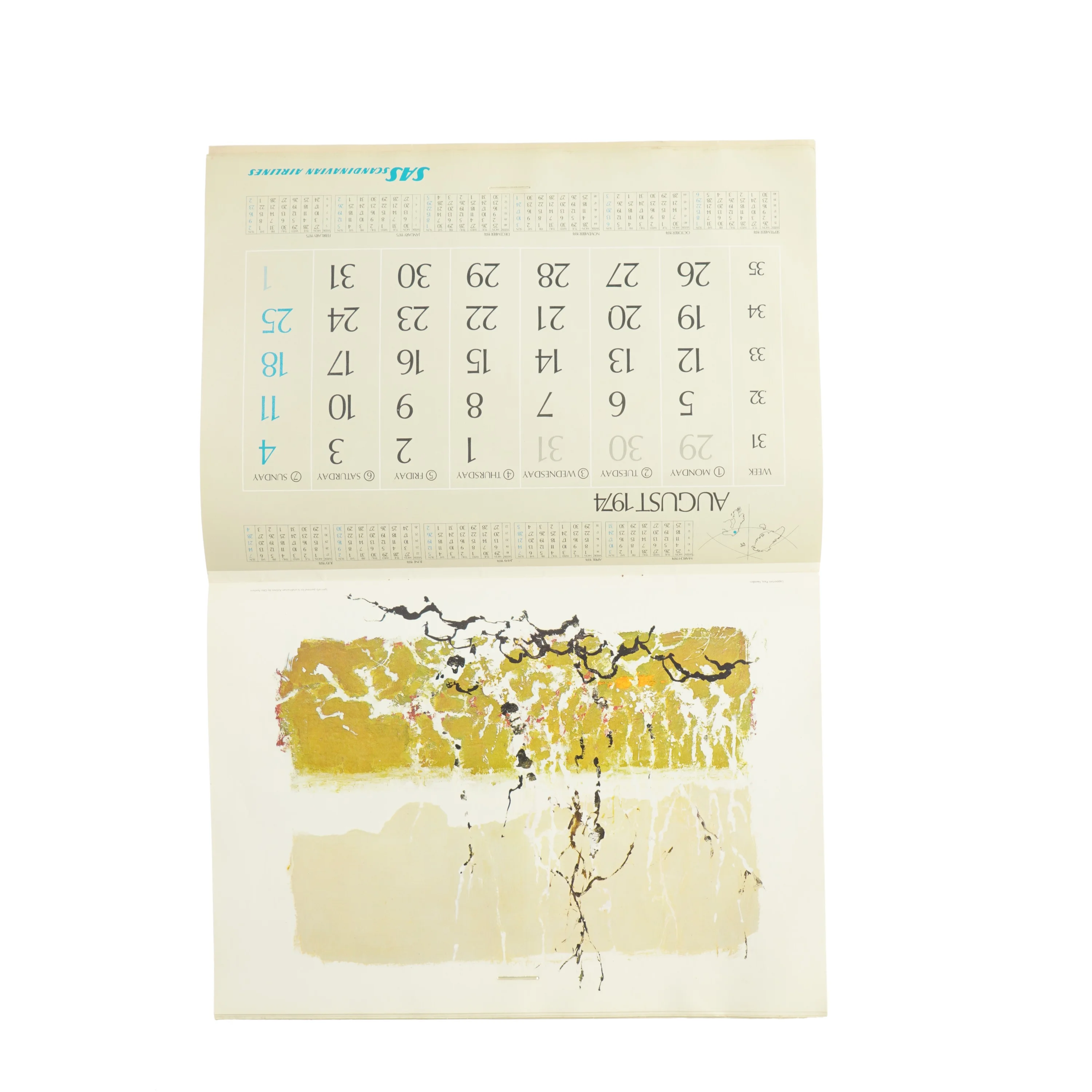 SAS Kalender 1991 fra Scandinavian Airlines (str. 41 x 30 cm)