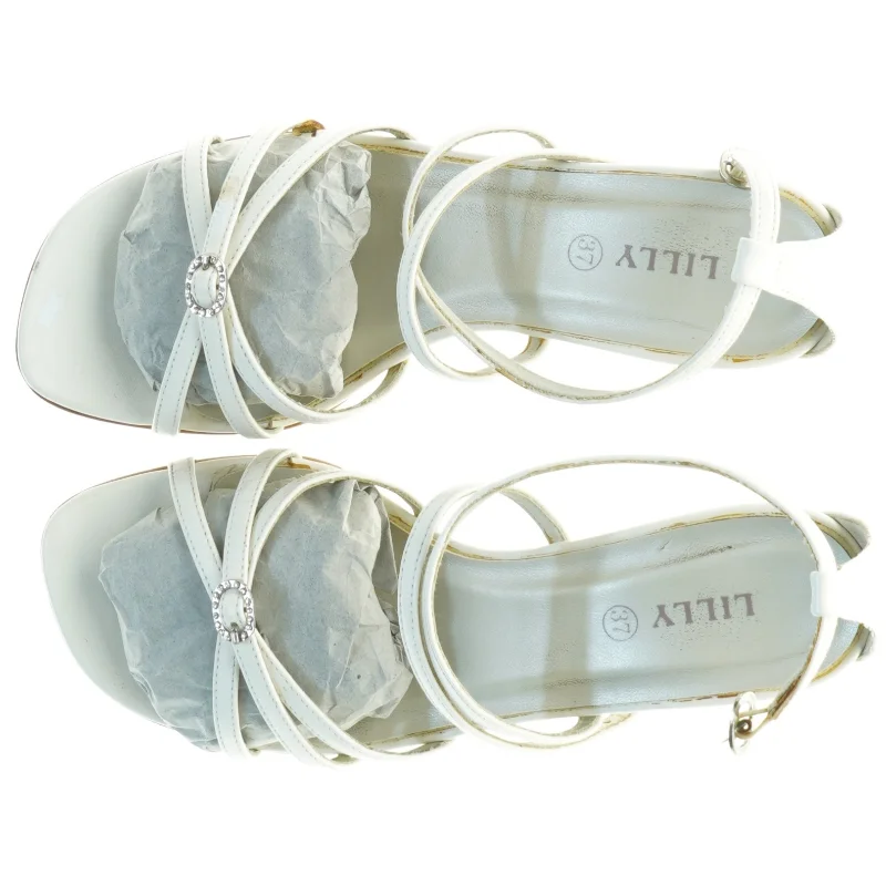 Hvide LILLY sandaler  (str. 37) med lille hæl