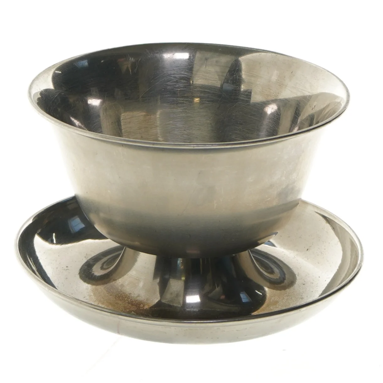 Rustfrit stålsæt med skål og underkop (str. 14,5x9,5 cm)