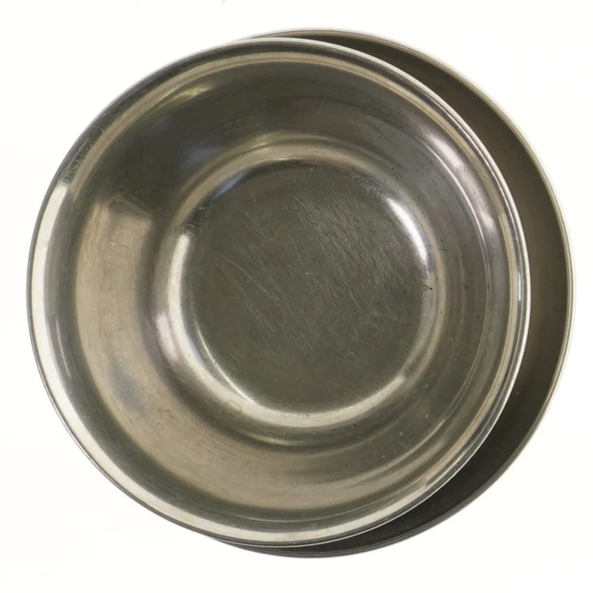 Rustfrit stålsæt med skål og underkop (str. 14,5x9,5 cm)