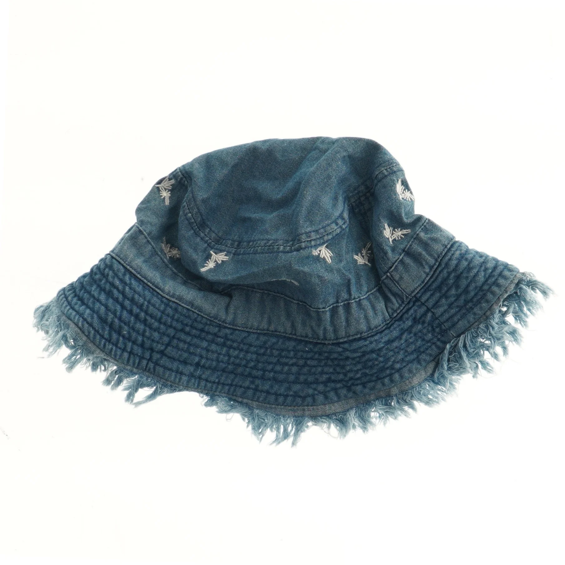 Blå bøllehat med frynser (str. Ø 22 cm)