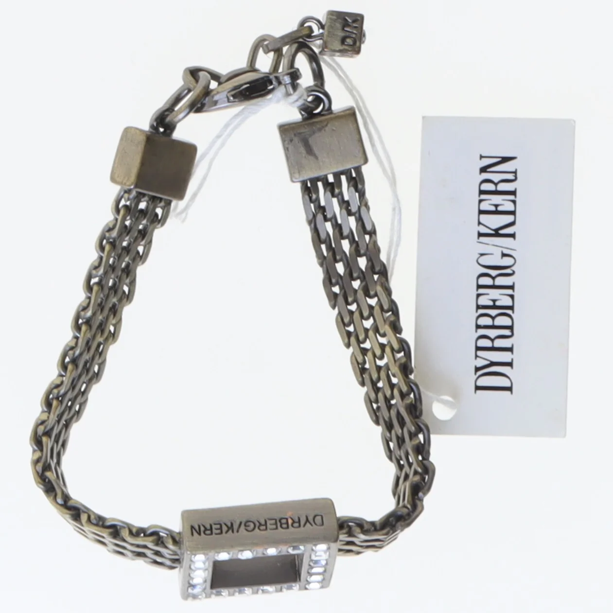 Armbånd med kvadratisk dekoration fra Dyrberg/Kern (str. 20,5 cm)