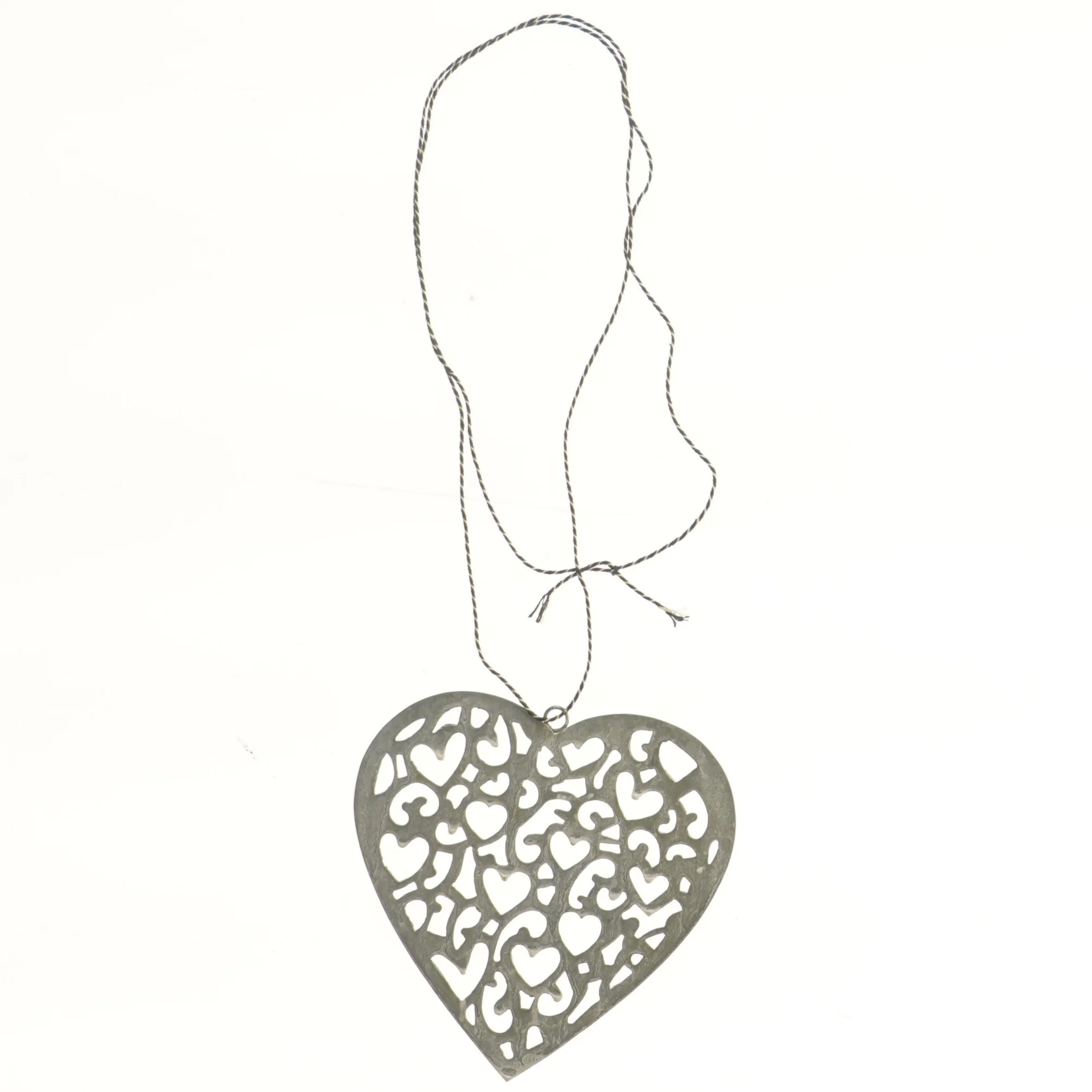 Hjerteformet metal dekoration (str. 15x15 cm)