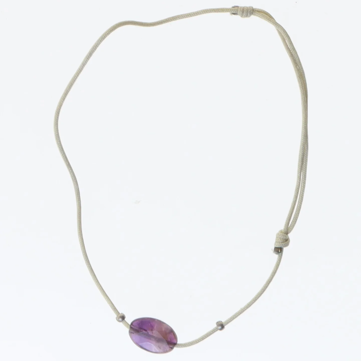 Armbånd med lilla ametyst (str. 9 cm)