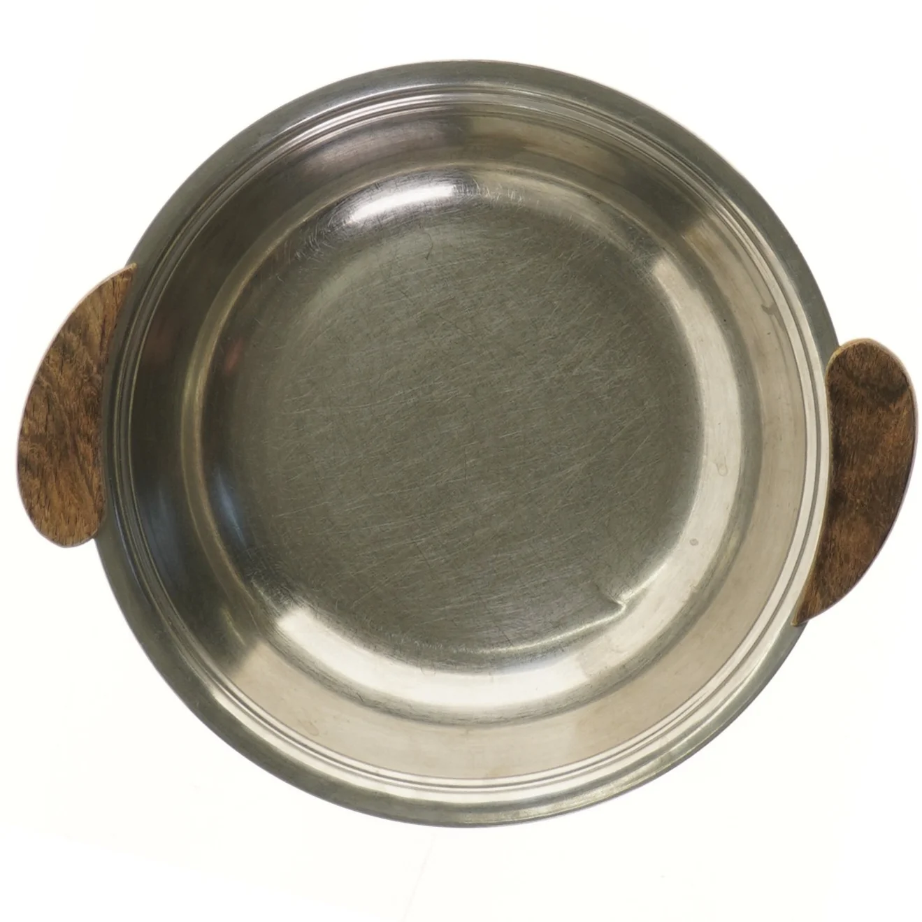Rustfrit stål skål med træhåndtag (str. Ø 22,5 cm)