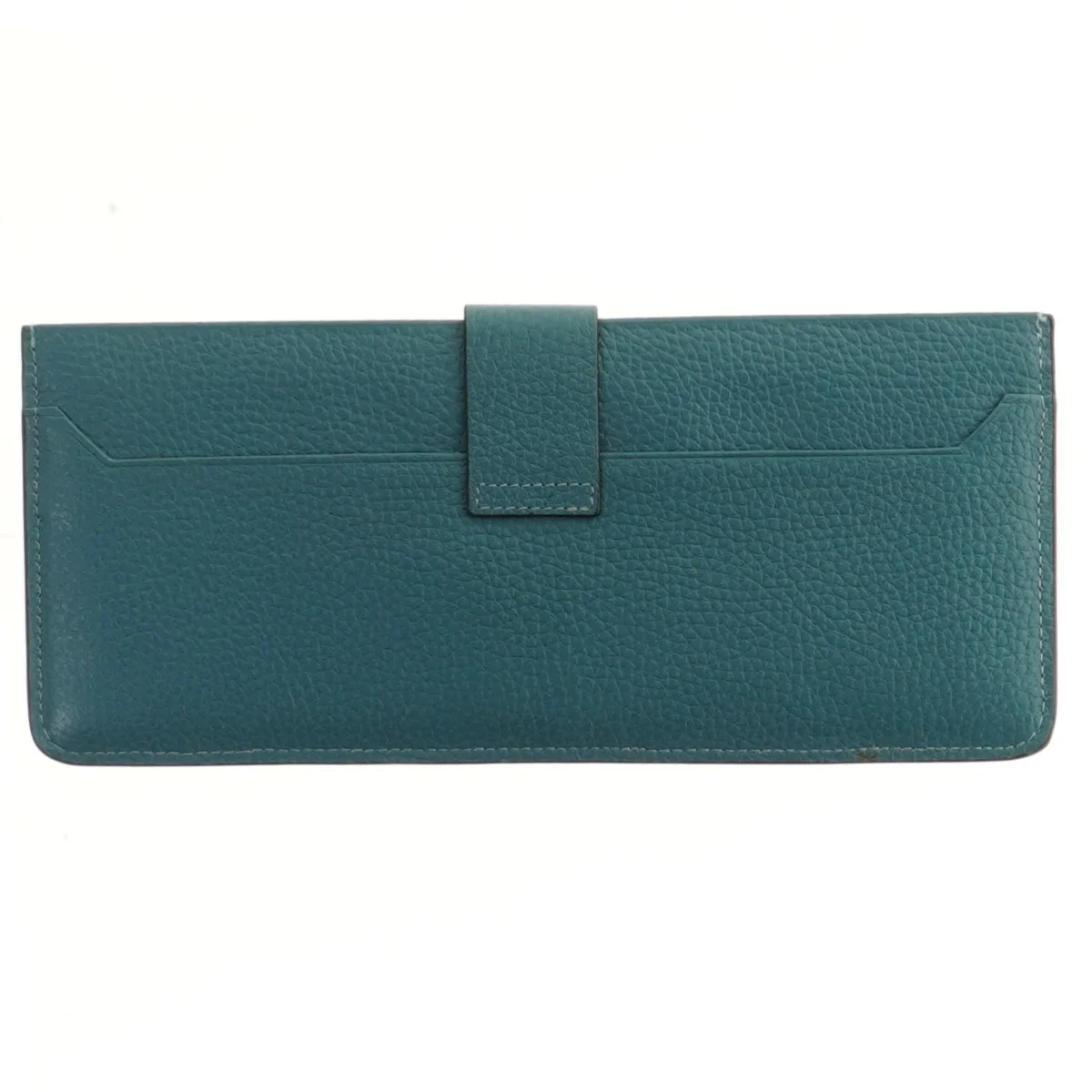 Petroleumsblå læderpung med lukning fra Hermés (str. 24x10,5 cm)