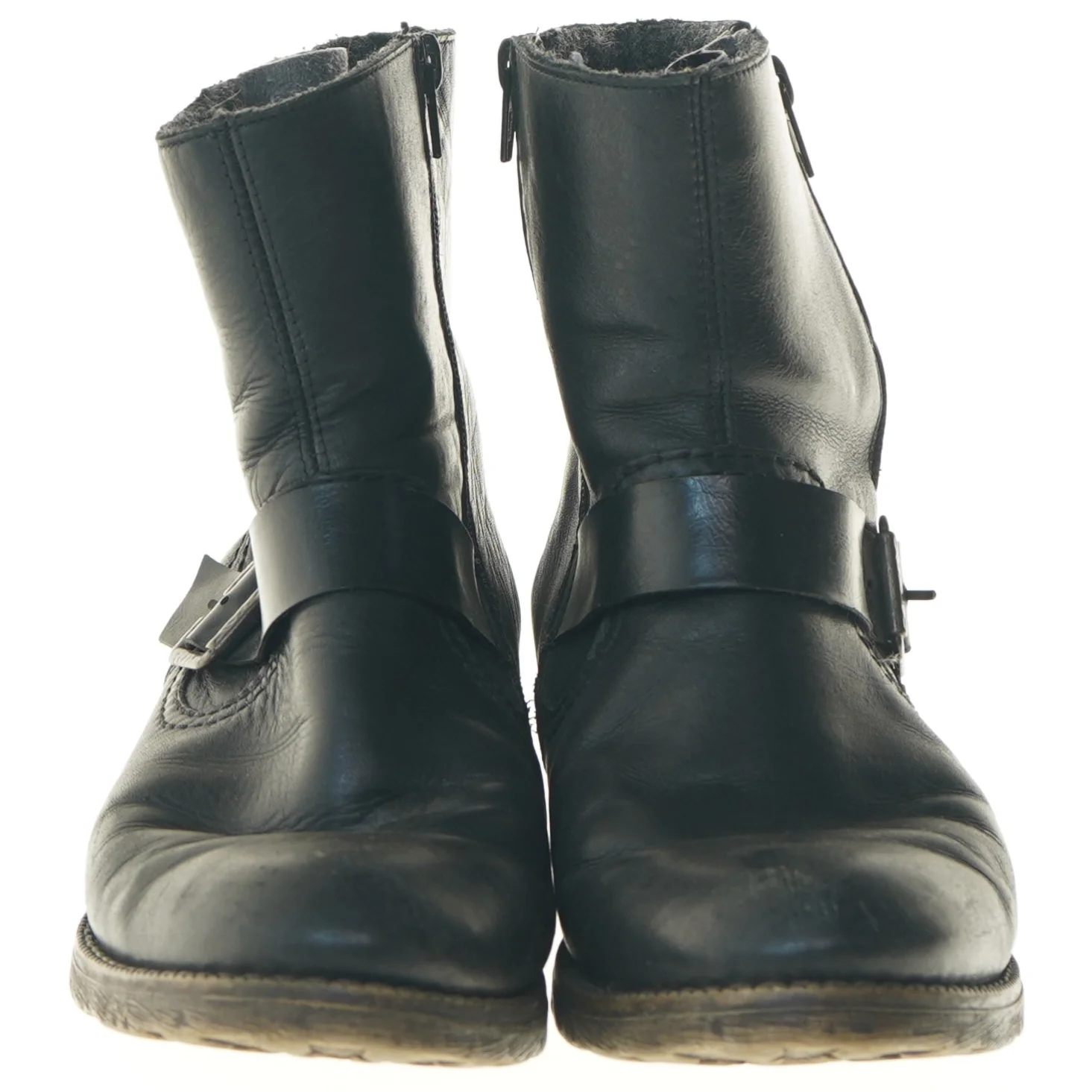 Sort læderstøvler med spænde og lynlås, størrelse 40 fra Rieker (str. 40 )