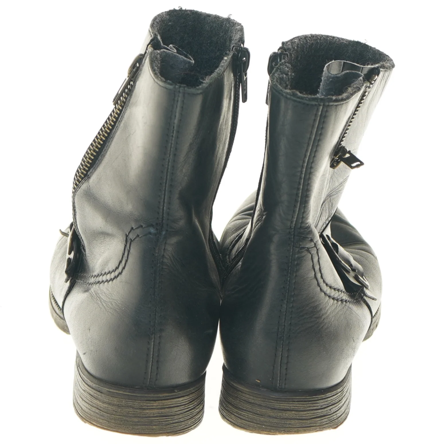 Sort læderstøvler med spænde og lynlås, størrelse 40 fra Rieker (str. 40 )