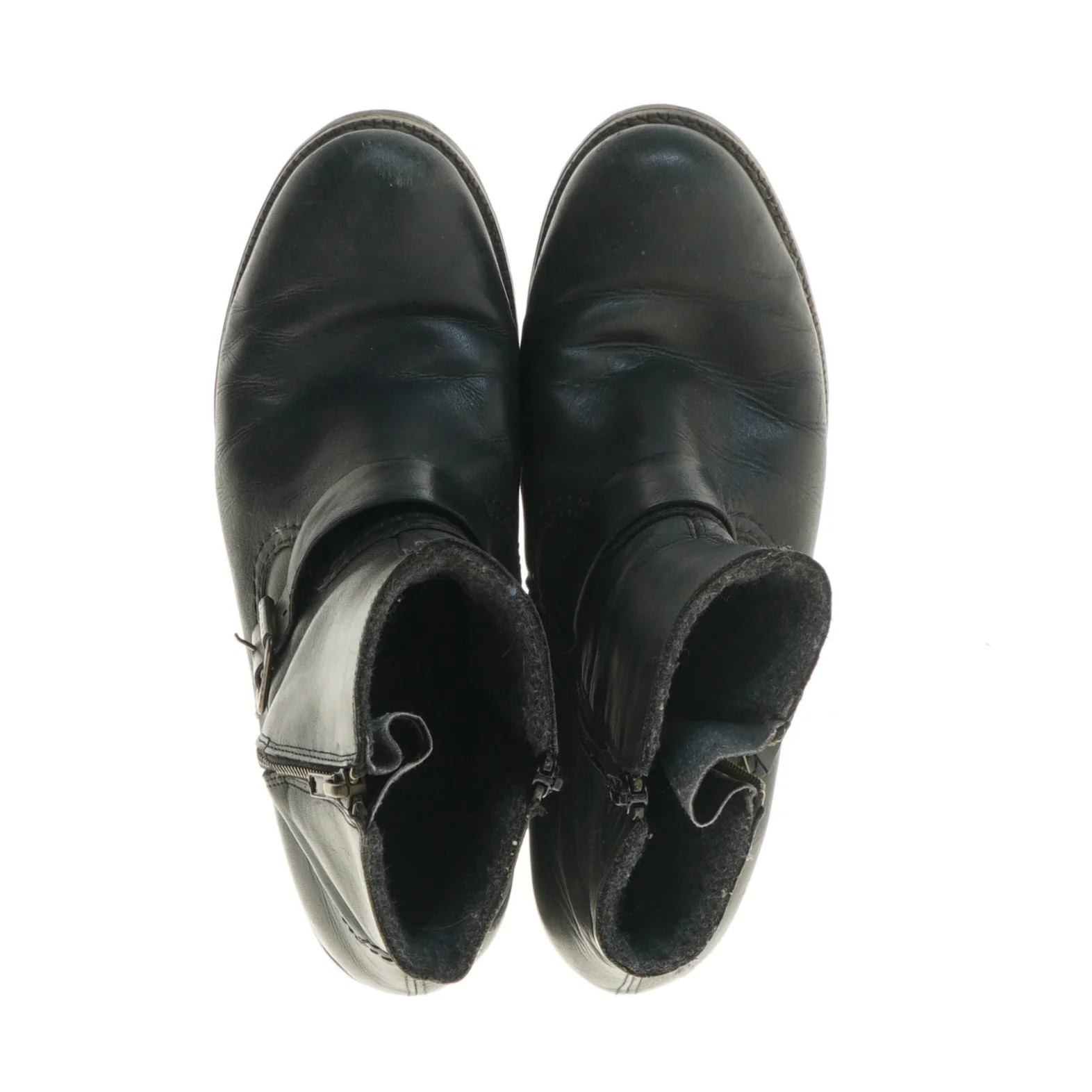 Sort læderstøvler med spænde og lynlås, størrelse 40 fra Rieker (str. 40 )