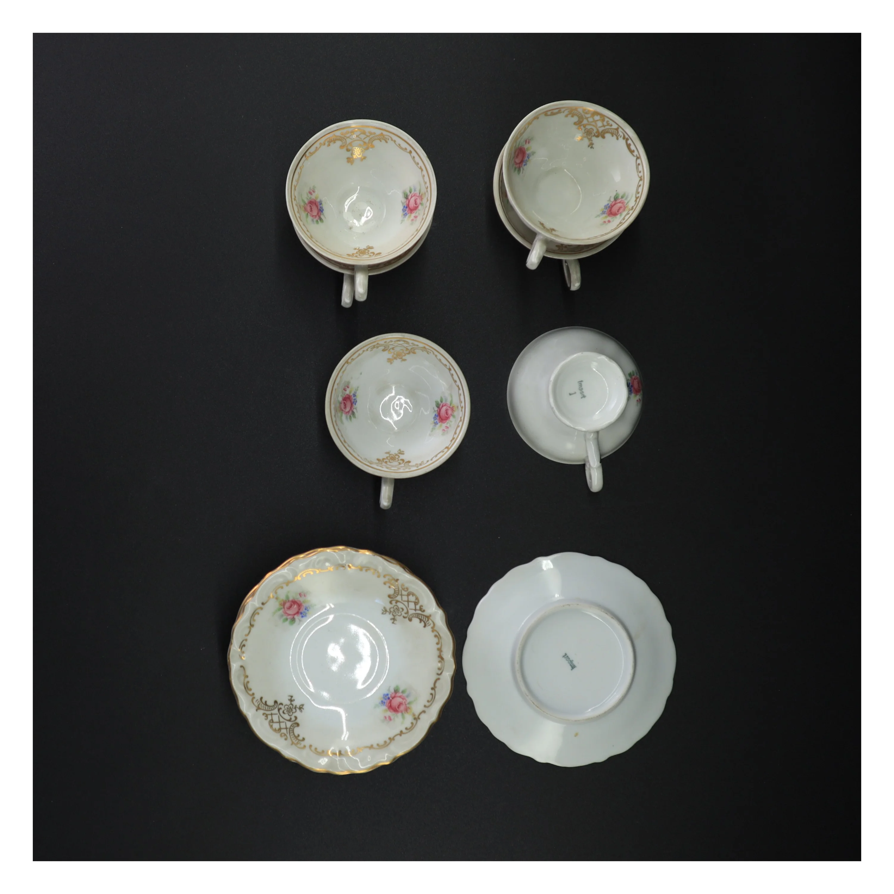 Porcelæn kaffestel fra Import (str. 11 x 5 cm)