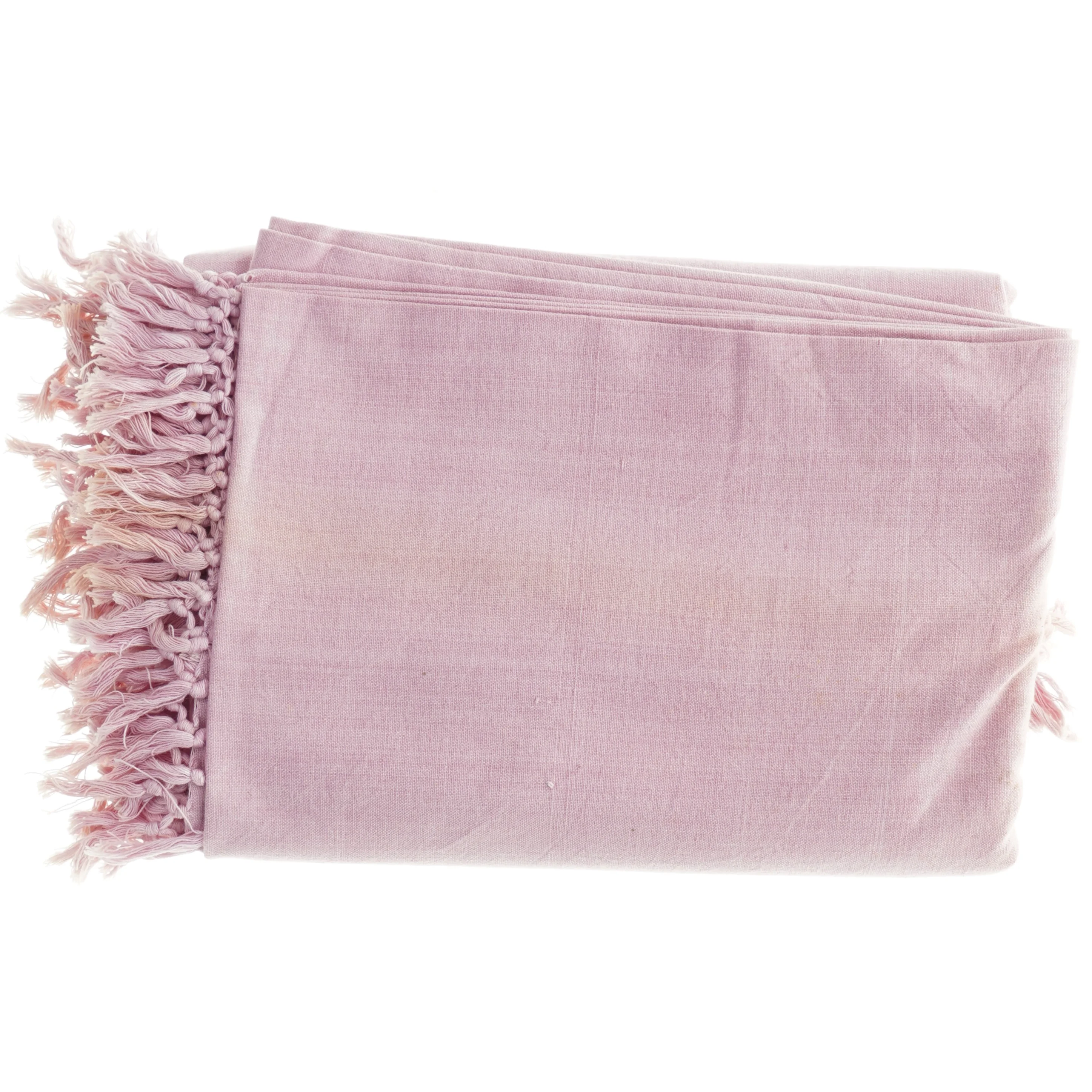 Lyserød dug med frynser (str. 255 x 240 cm)
