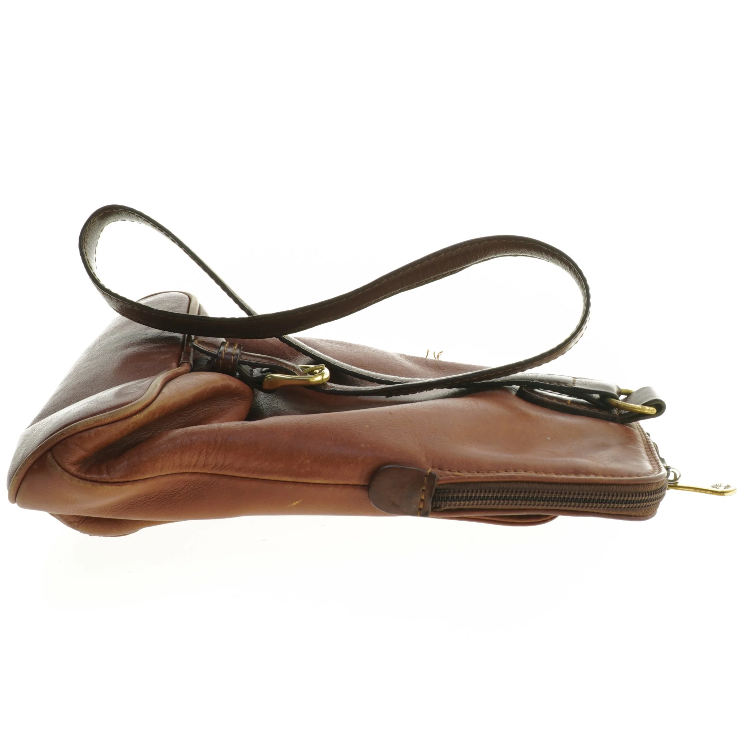 Lille brun lædertaske (str. 25x19 cm)