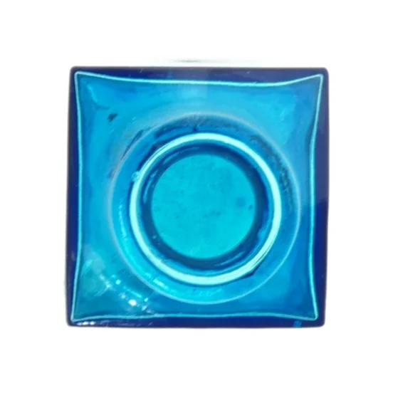 Blå glasvase (str. 10,5x4,5 cm)