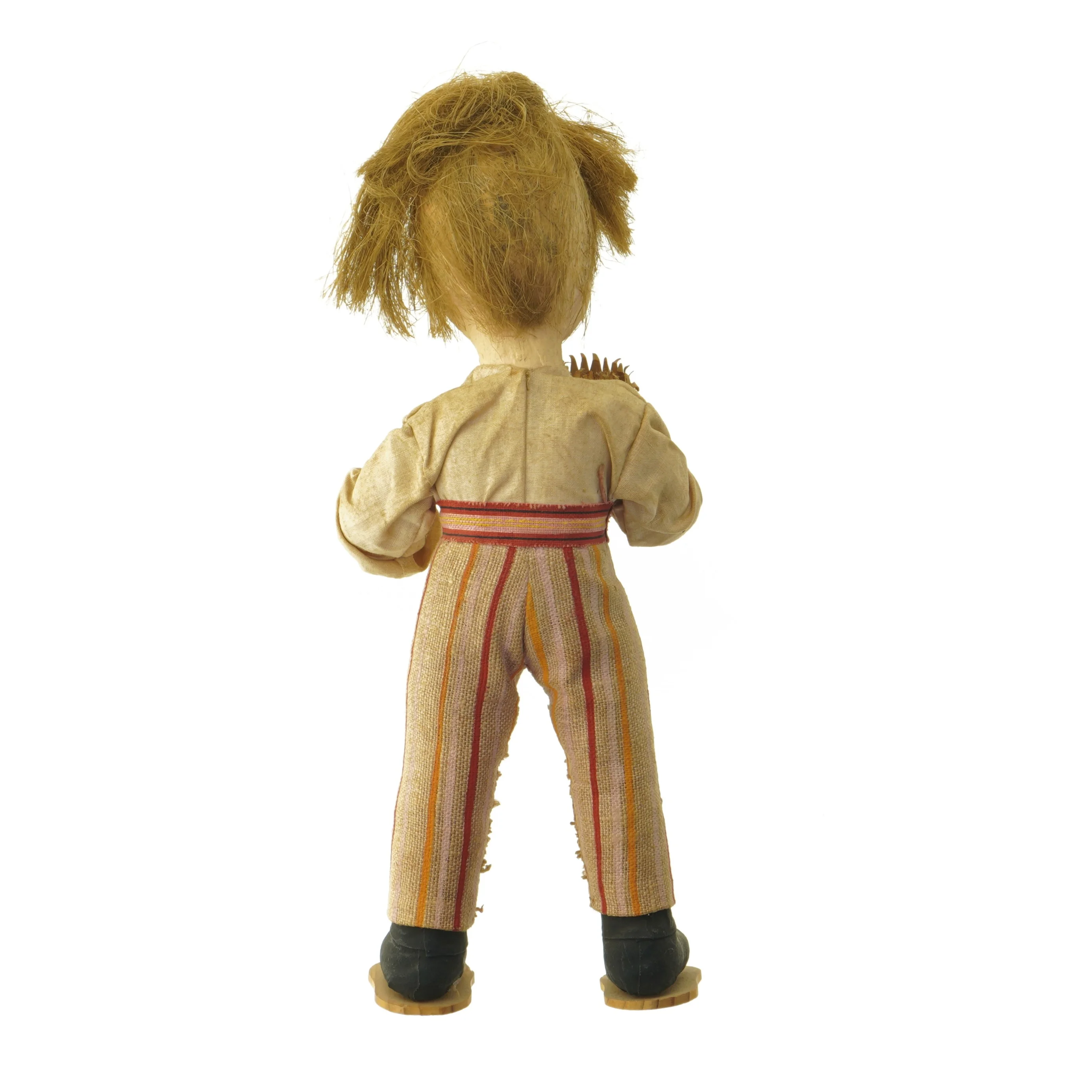 Vintage dukke med stribet tøj (str. 30 cm)