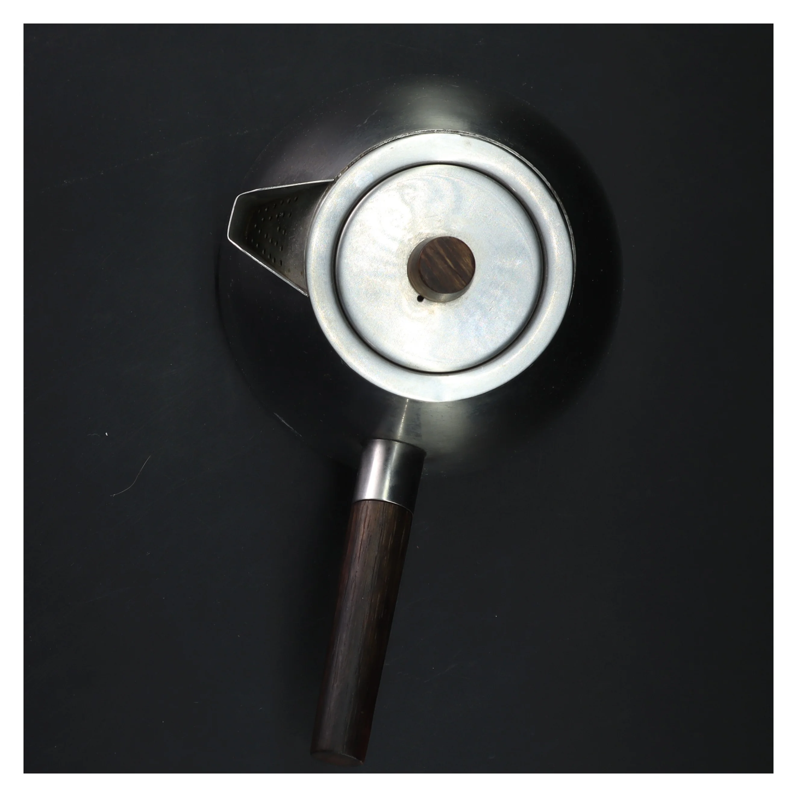 Tekande i rustfrit stål med træhåndtag og låg (str. 25x14 cm)