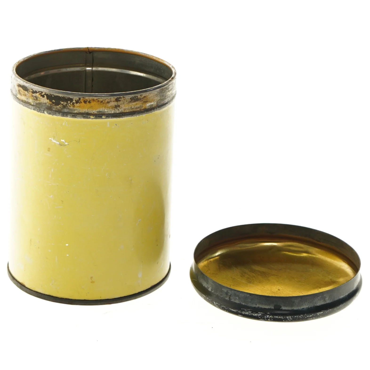 Metalbeholder med låg (str. Ø 10 cm længde 13,5 cm)