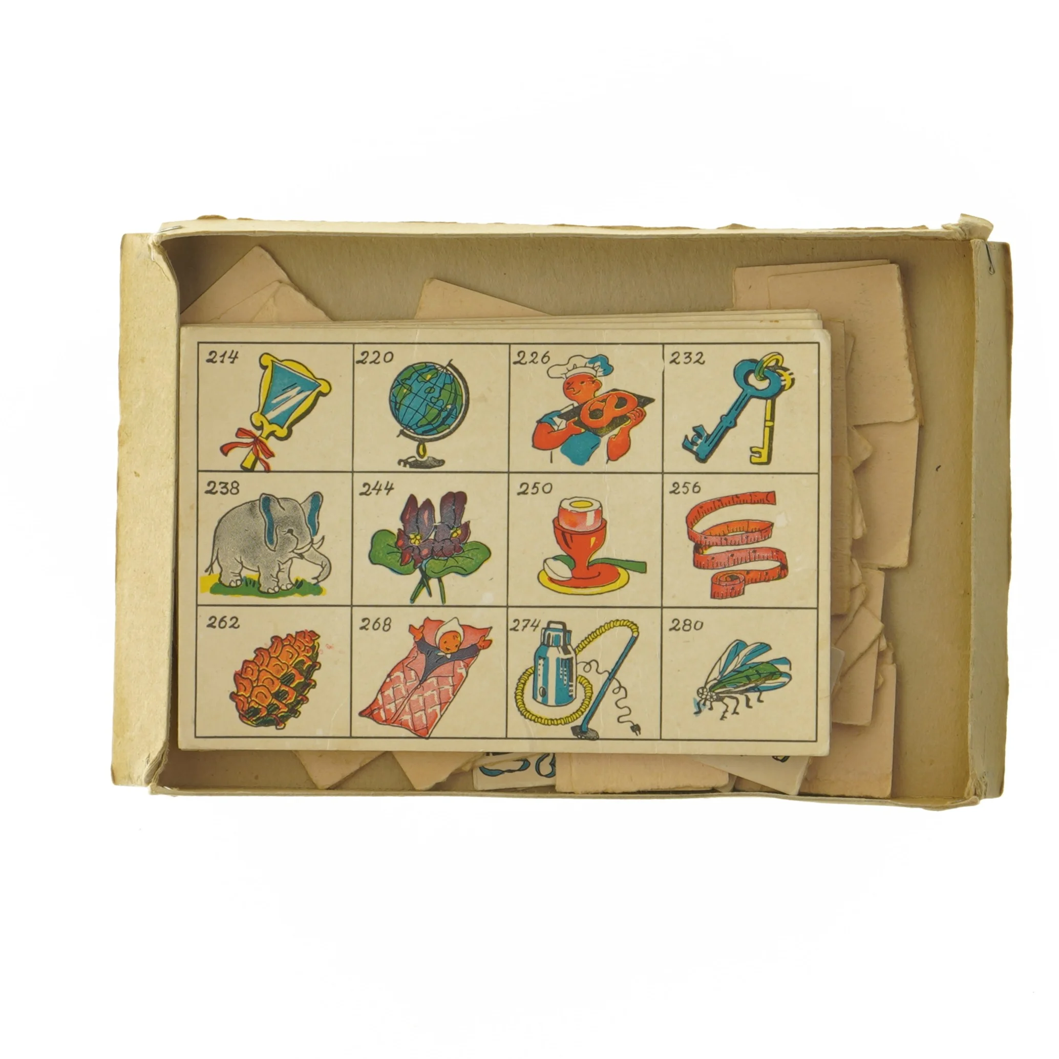 Antikrt billedlotteri spil (str. 2x22x15 cm)