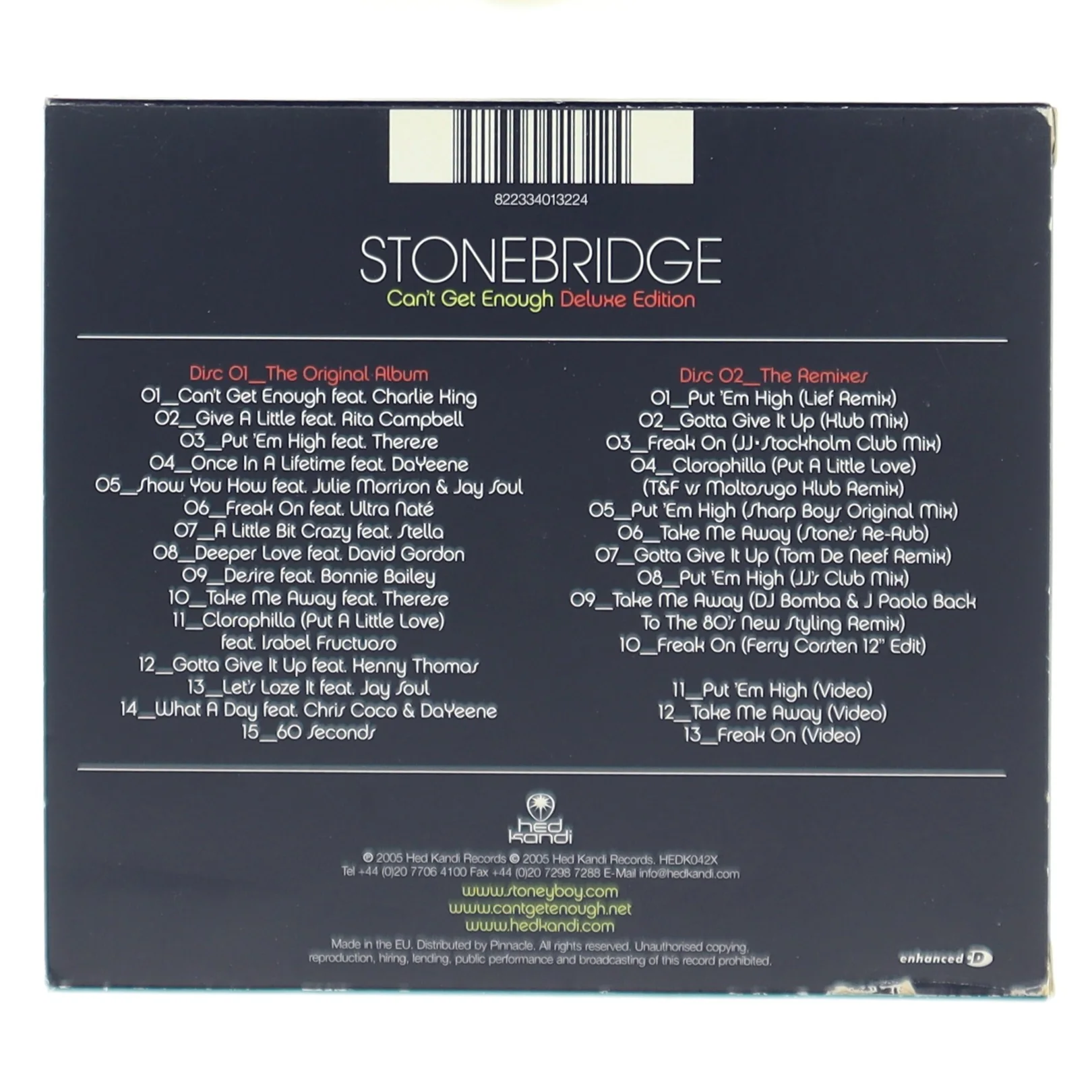 Stonebridge - Can't Get Enough Deluxe Edition CD fra Hed Kandi Records