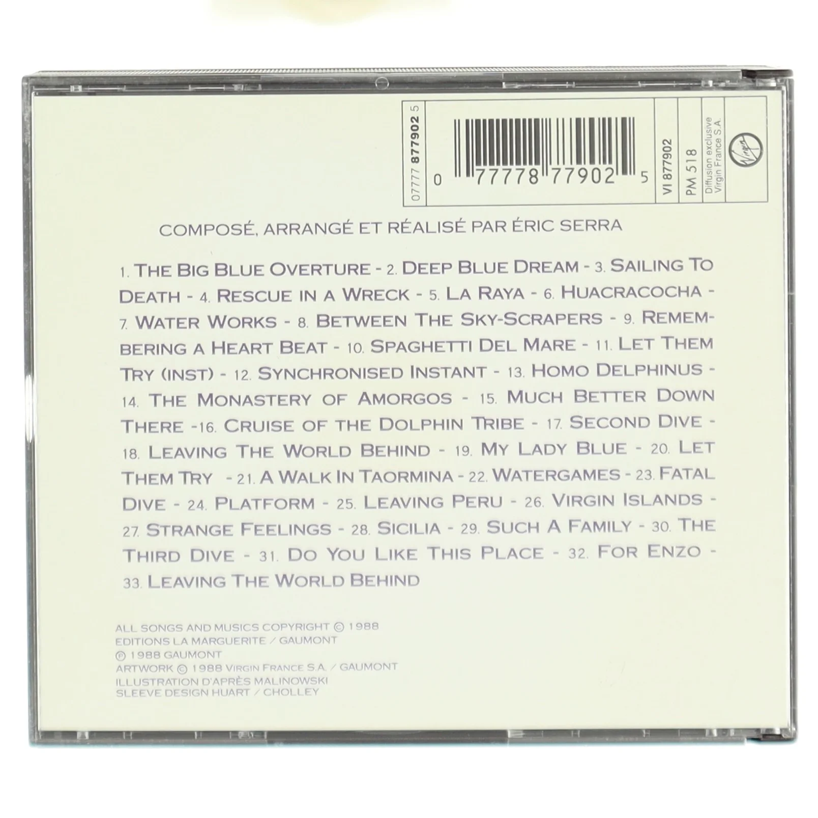 Soundtrack CD 'Le Grand Bleu' af Éric Serra fra Virgin