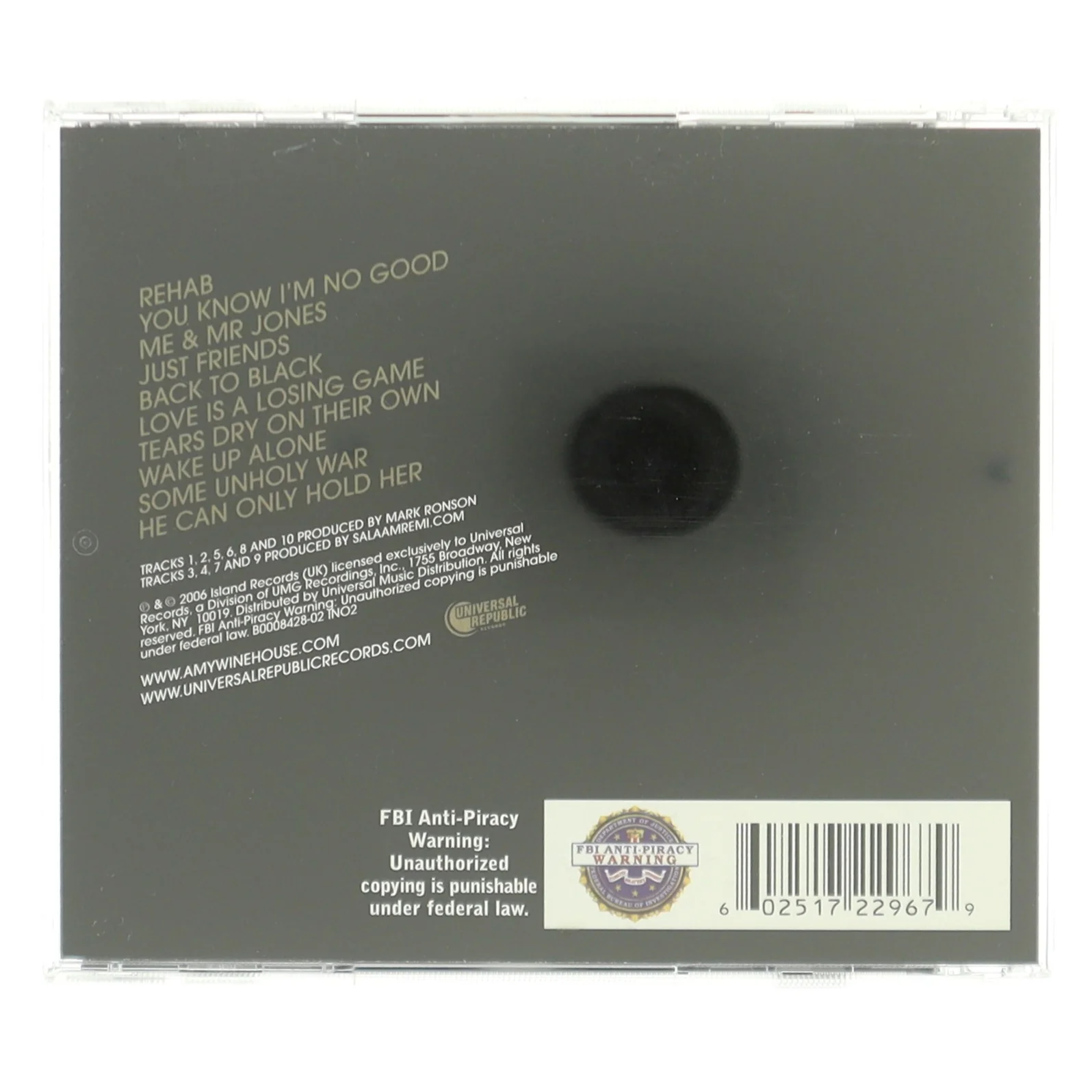 Amy Winehouse 'Back to Black' CD