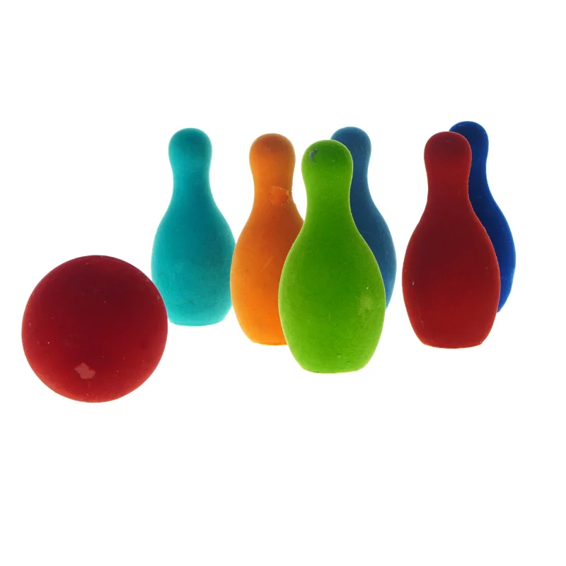 Legetøjs bowling sæt i blødt materiale (str. 13 cm)