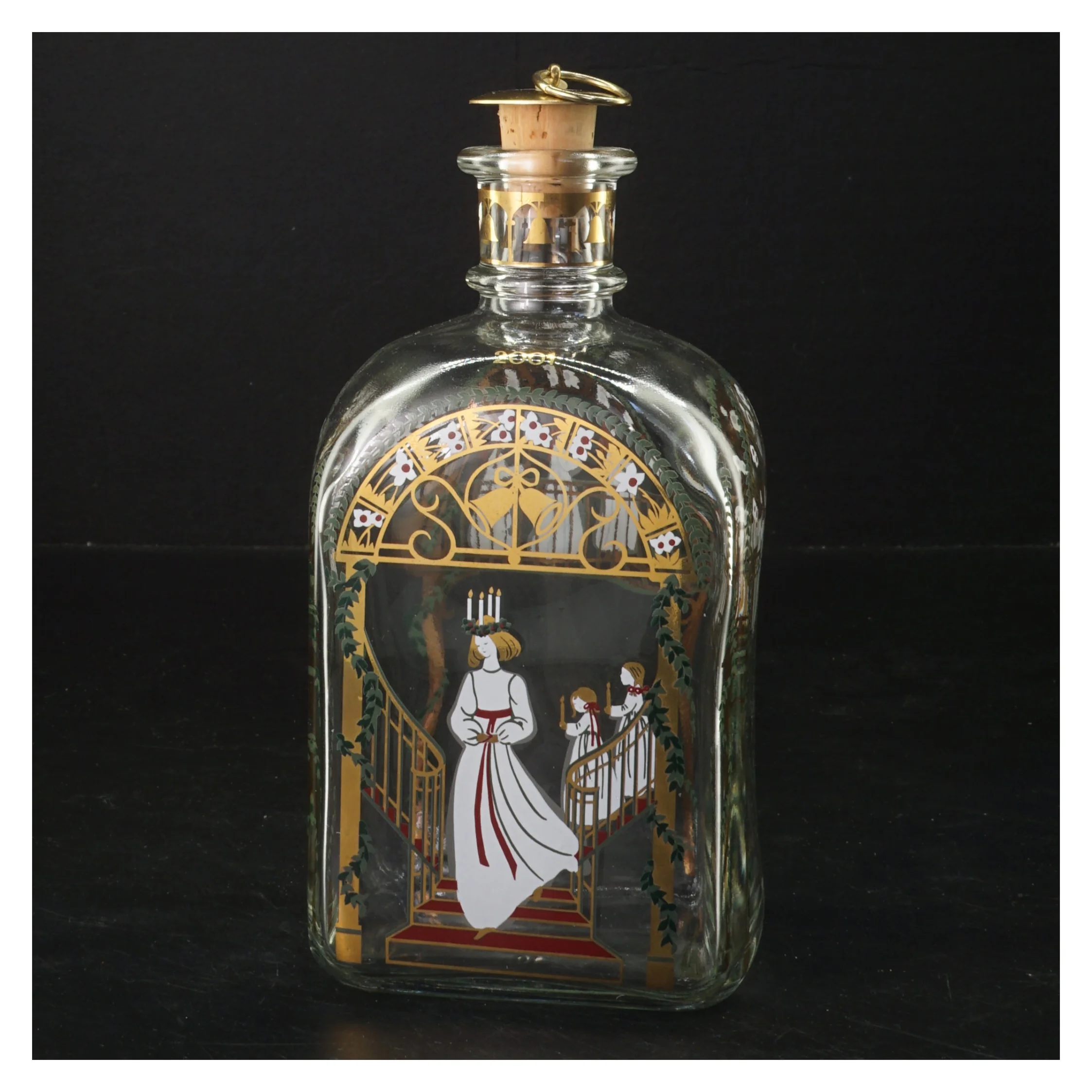 Holmegaard juleflaske fra 2001 (str. 20x10x7,5 cm)