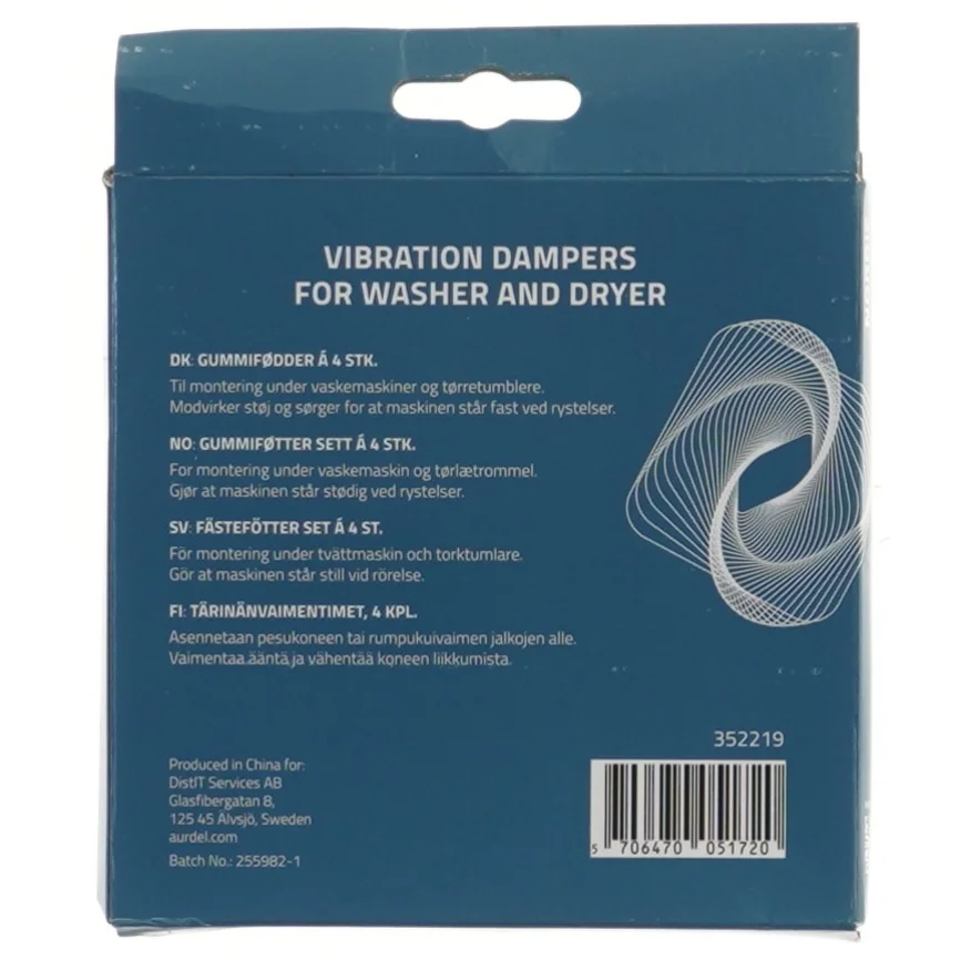 Vibrationsdæmpere til vaskemaskine fra Nordic Quality (str. 4 styk, ø 6,5 cm)