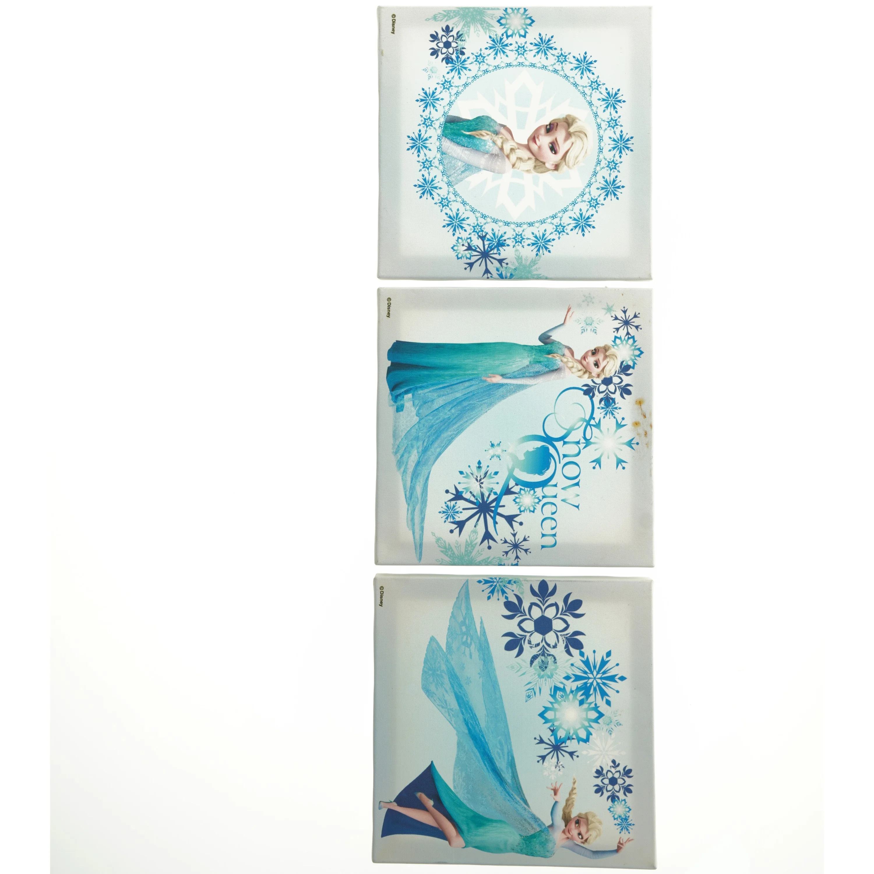 3 stk lærredsbilleder med frosttema, Elsa fra Disney (str. 20 x 20 cm)