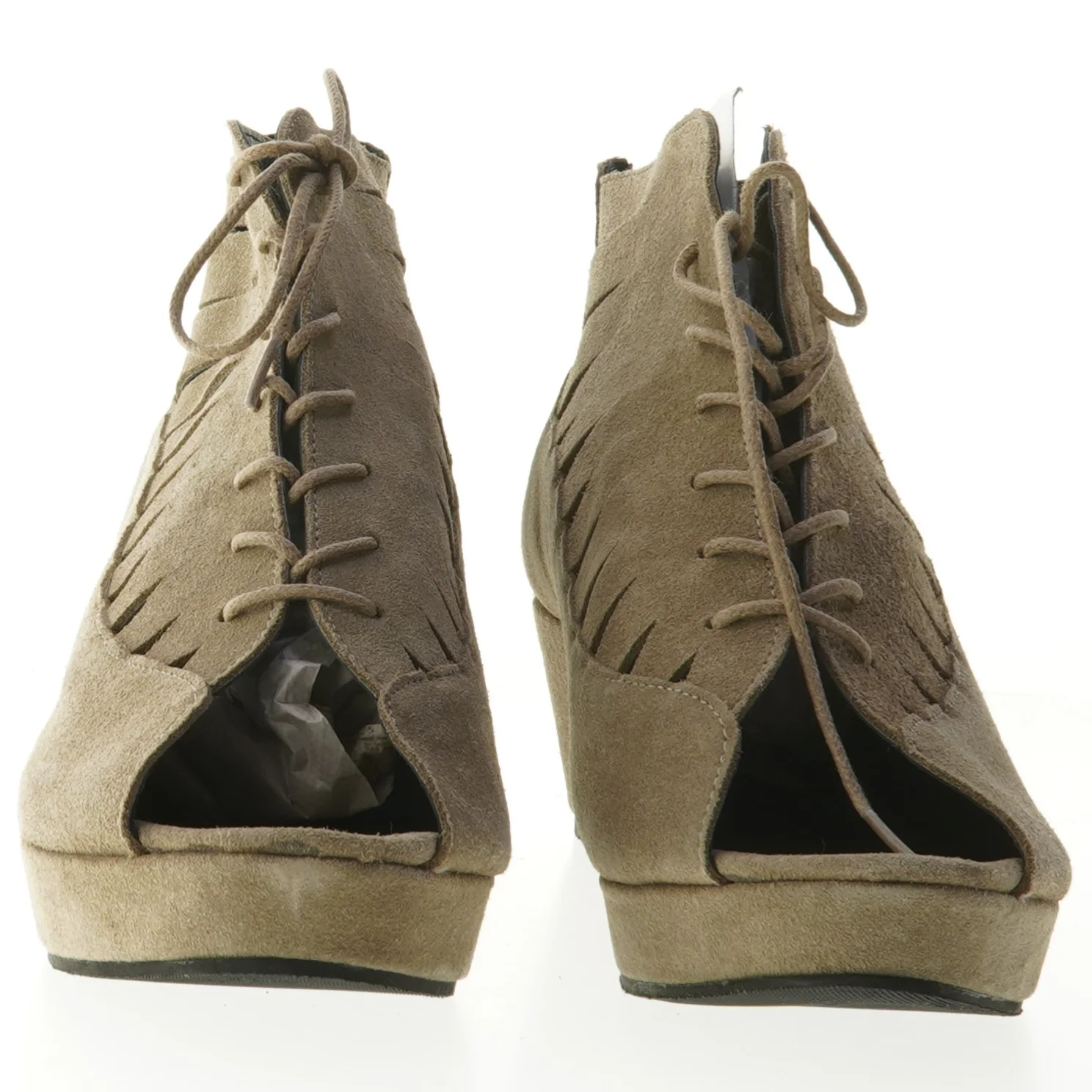 Højhælede åbne støvler i ruskind fra Bdk (str. Længde, 27 cm)