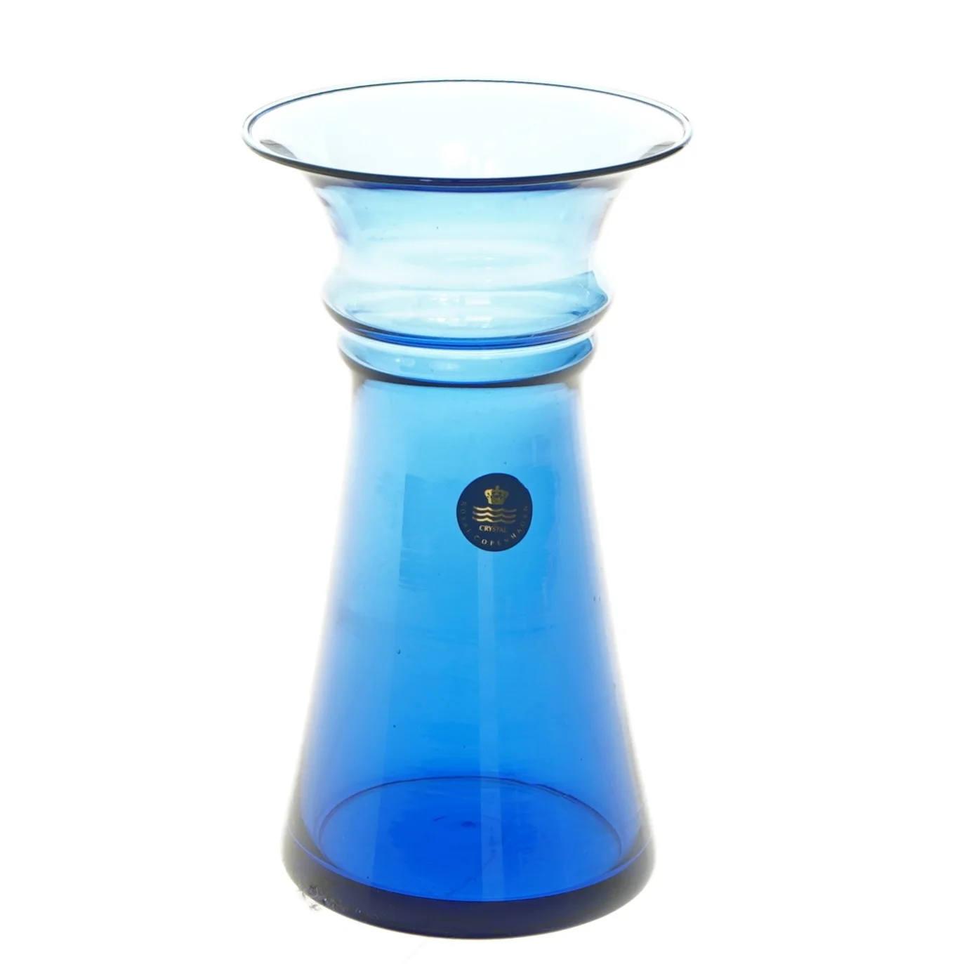 Blå glasvase fra Royal Copenhagen fra Royal Copenhagen (str. 16,5 cm)