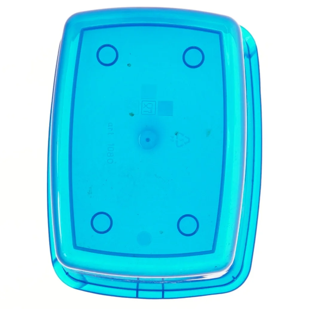 Blå plastbeholder med låg (str. 12x14x20 cm)