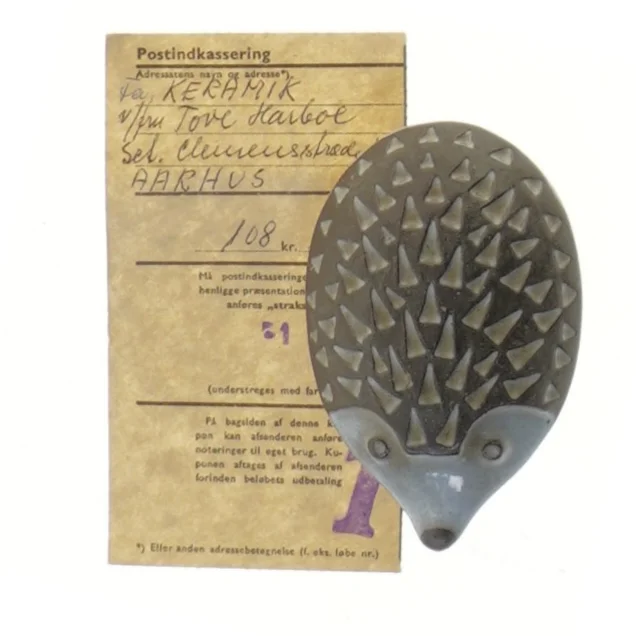 Keramik pindsvine figur, KeramikerTove Harboe (str. 9 cm)