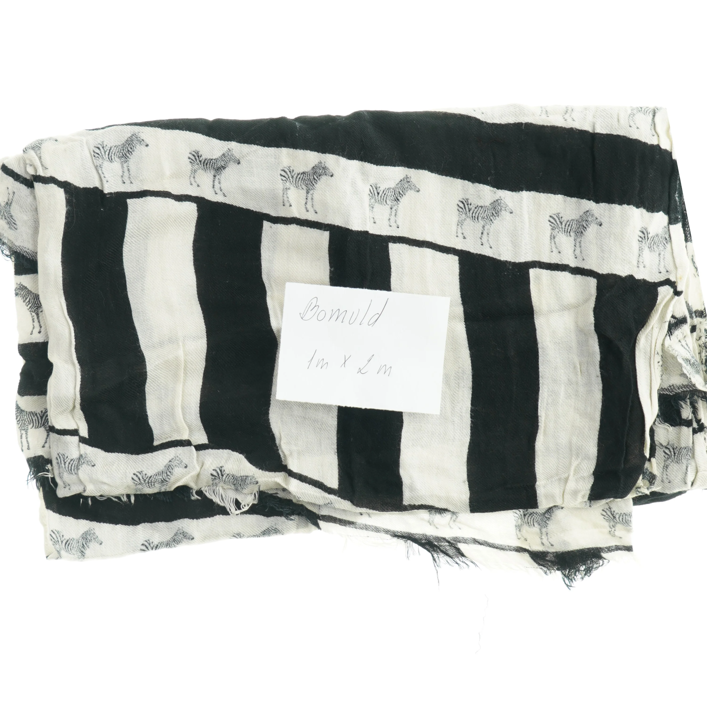 Sort-hvid bomuldssjal fra Zara med zebra mønster (str. 1 x 2 m)